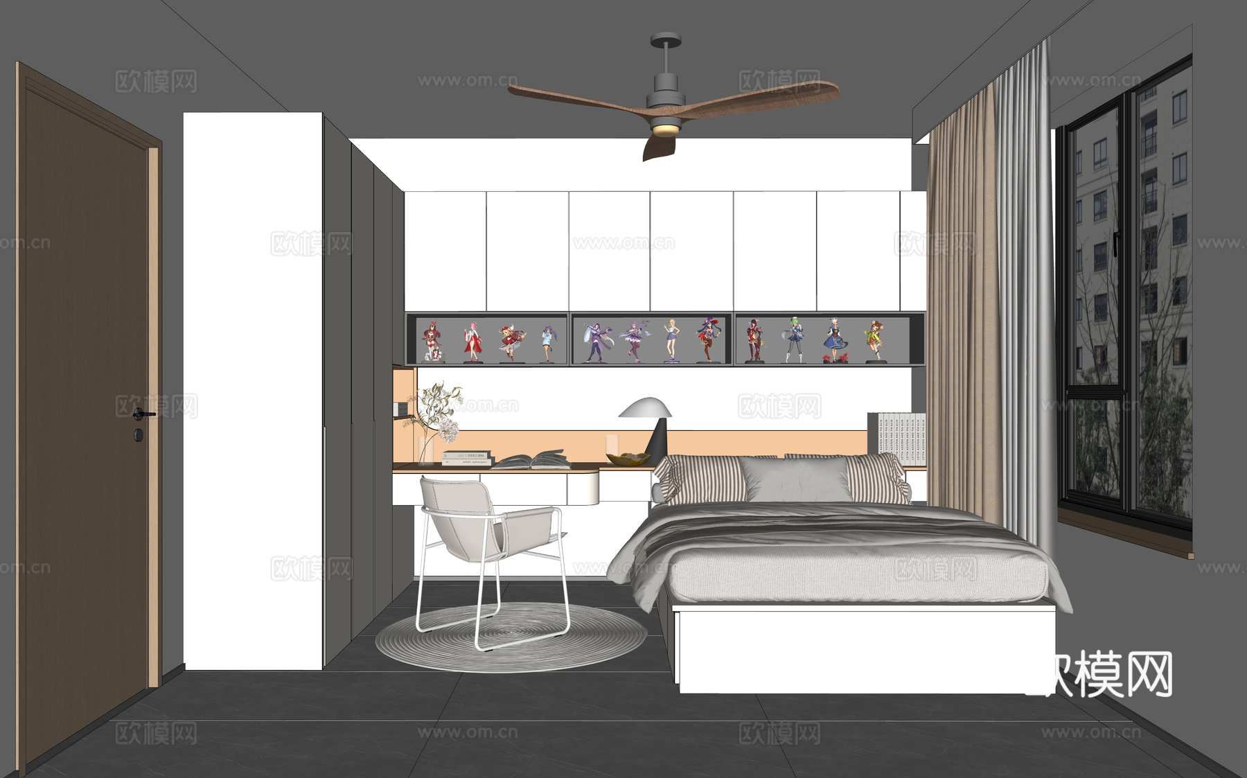 儿童房，卧室，摆件，现代风格su模型