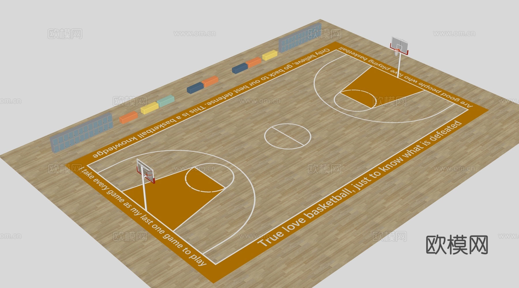 现代篮球场 运动场 室内球场su模型