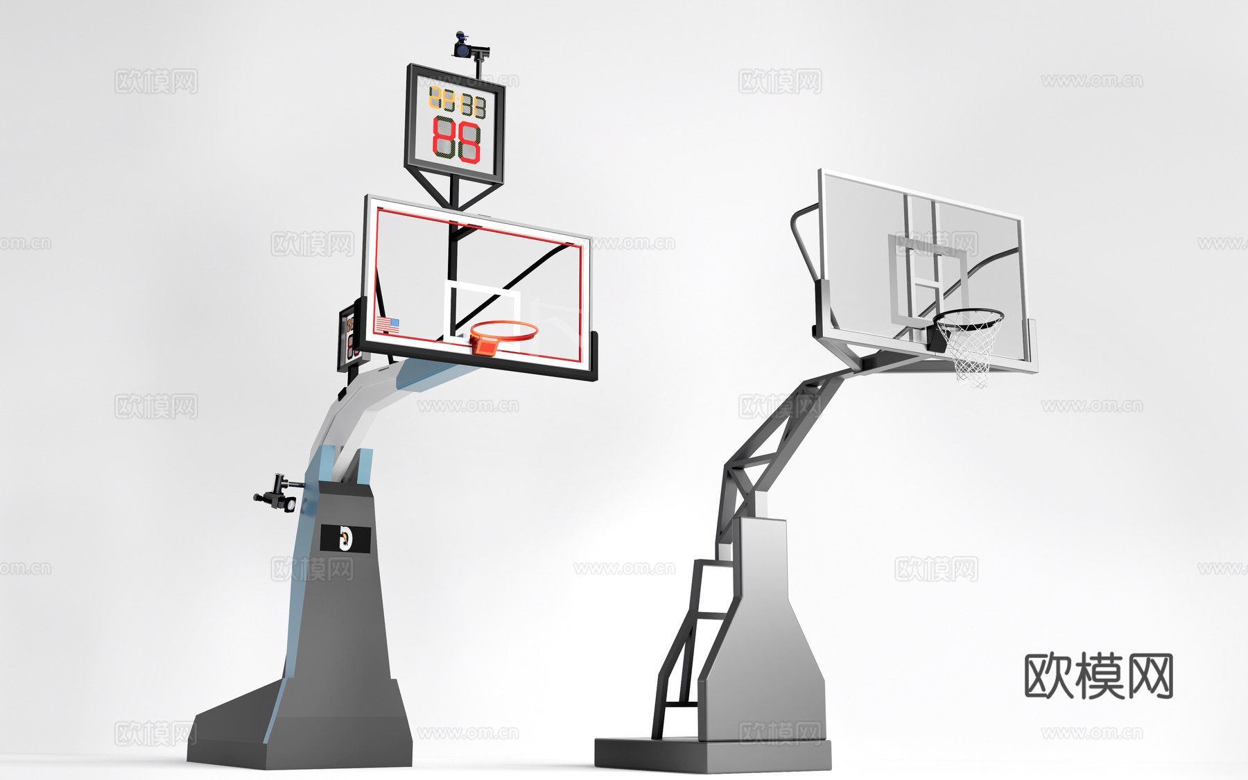 现代篮球架 篮球框su模型