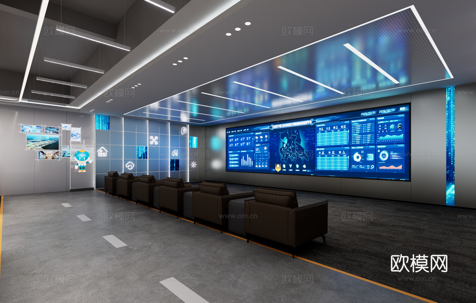 现代监控室su模型