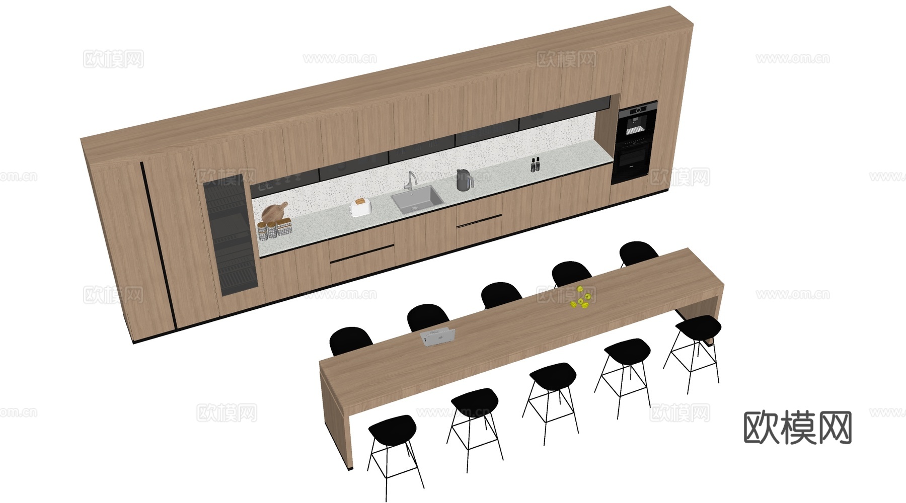 现代公司茶水间 茶水吧台 茶水柜 公司休息区su模型