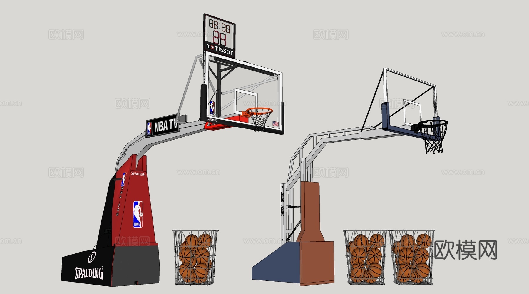 现代篮球架 篮球框su模型