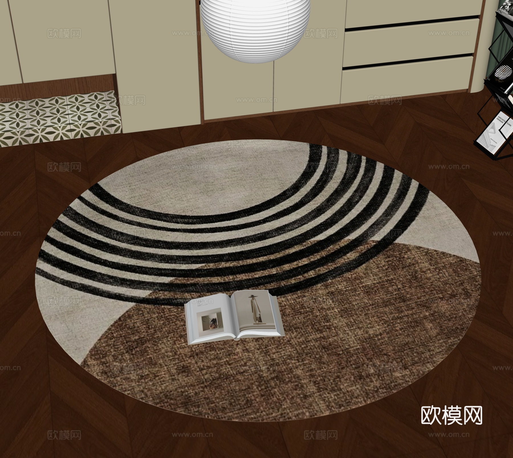 现代圆形地毯su模型