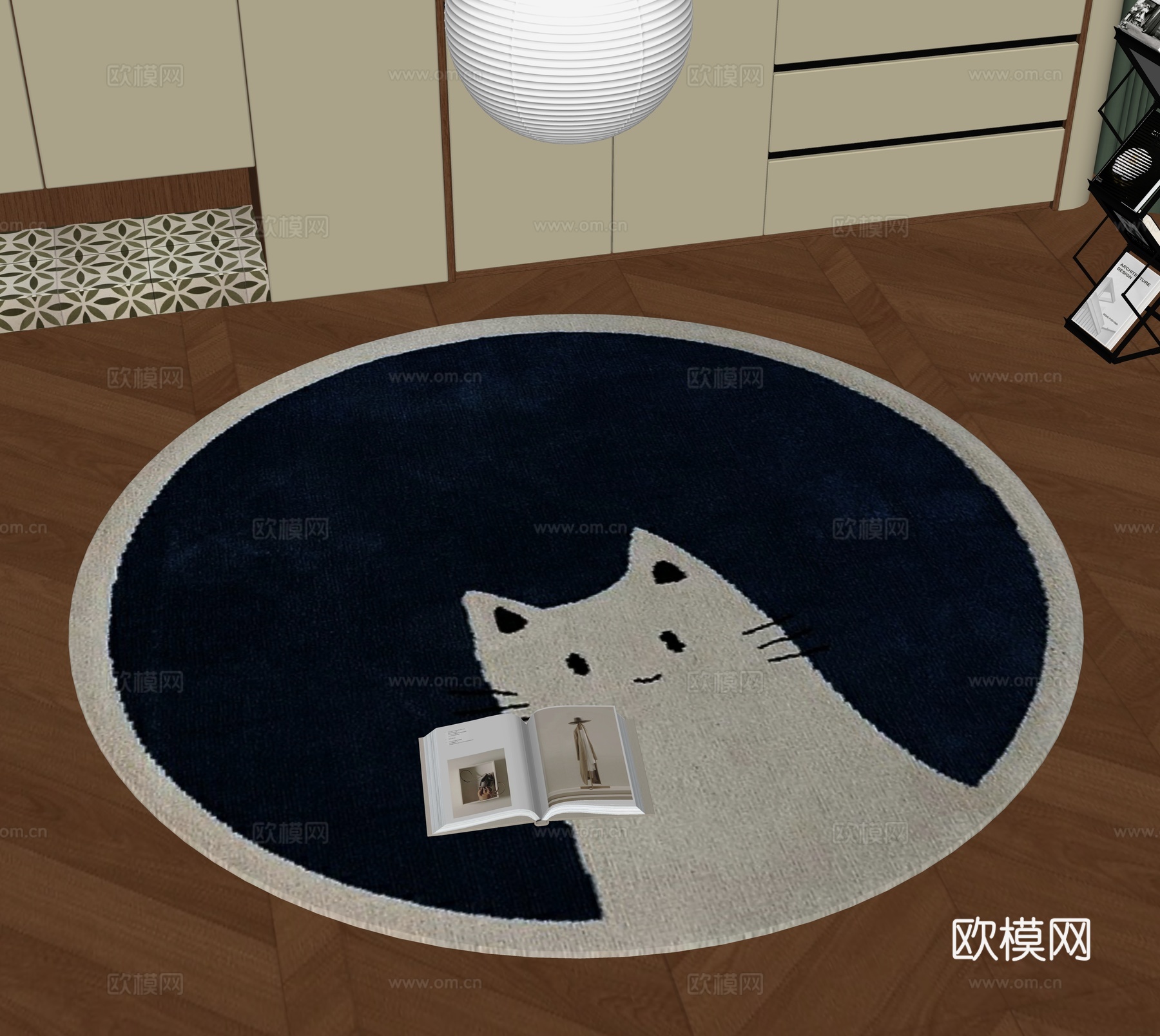 现代圆形地毯su模型