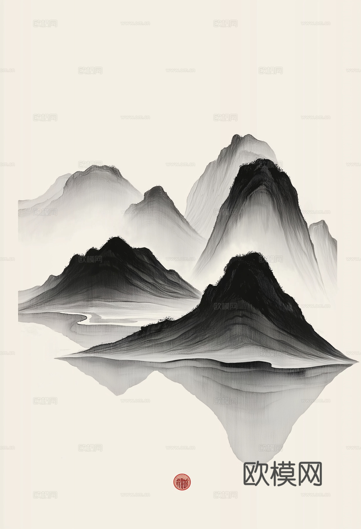 高清中式禅意山水画