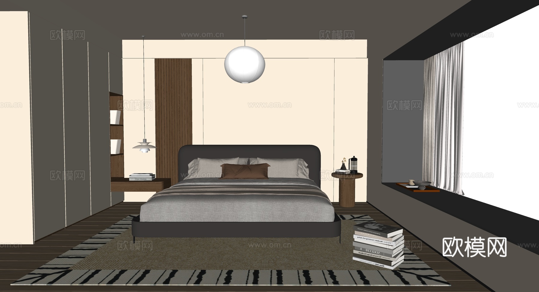 中古风卧室su模型