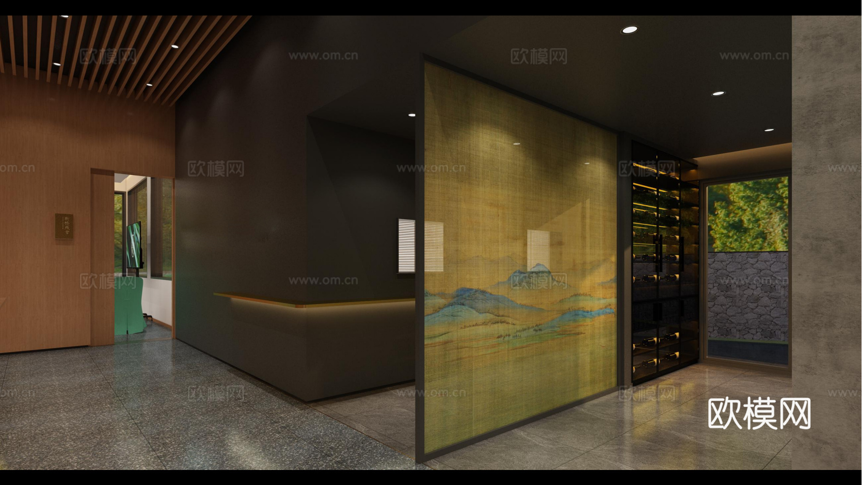 文创咖啡店cad+效果图+模型cad施工图下载（渲染图3）