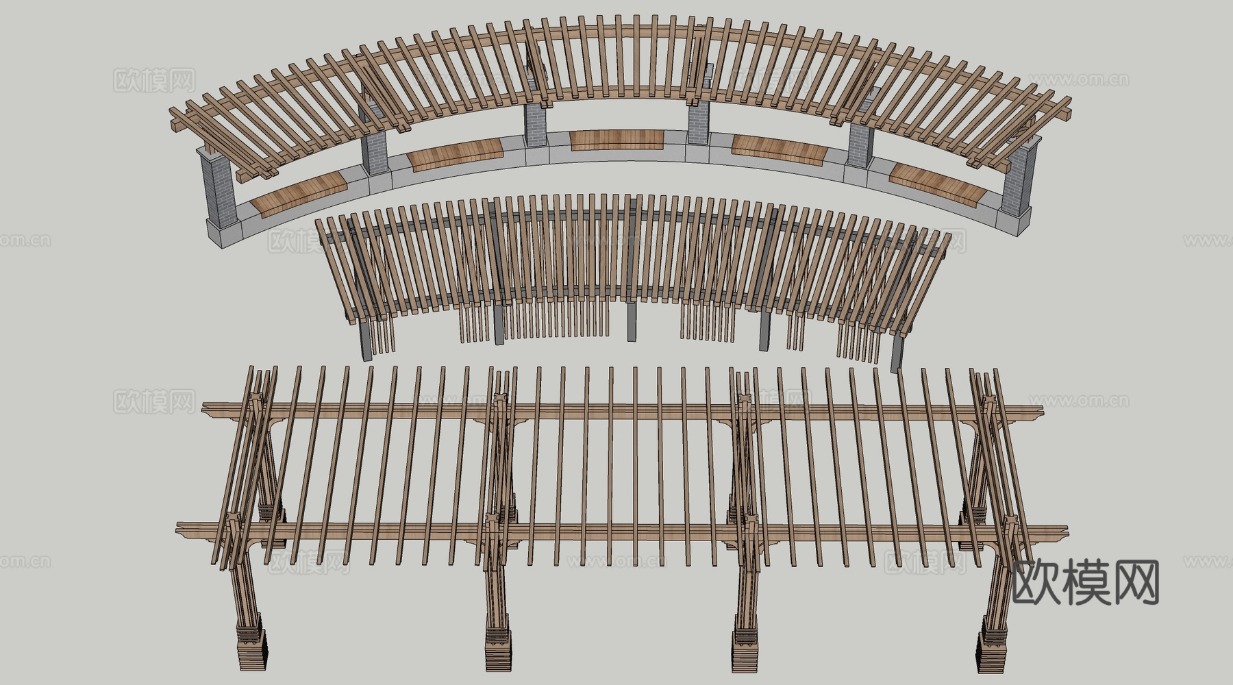现代景观花架 葡萄架 廊架 绿植爬架su模型