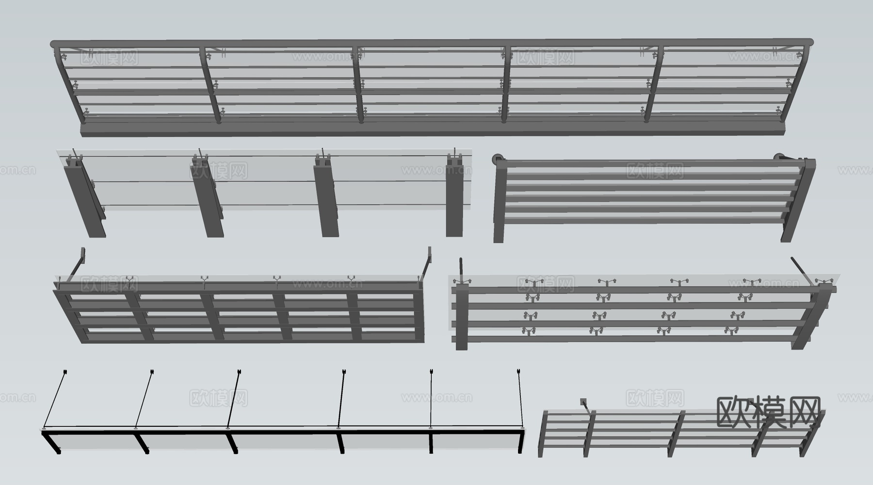 现代玻璃雨棚 钢构雨棚 玻璃雨打 阳光棚su模型