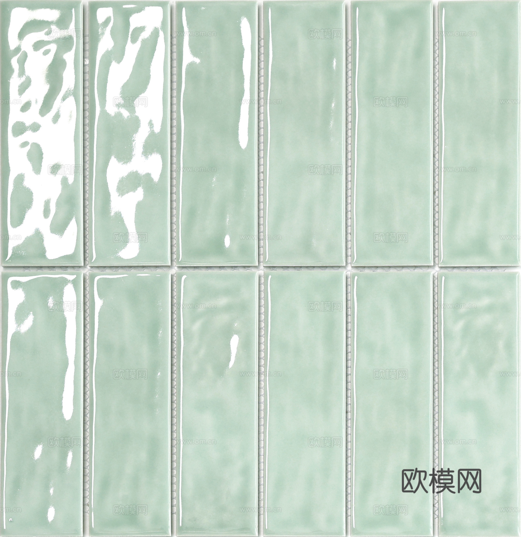 薄荷绿渐变釉面长条砖 高清瓷砖贴图