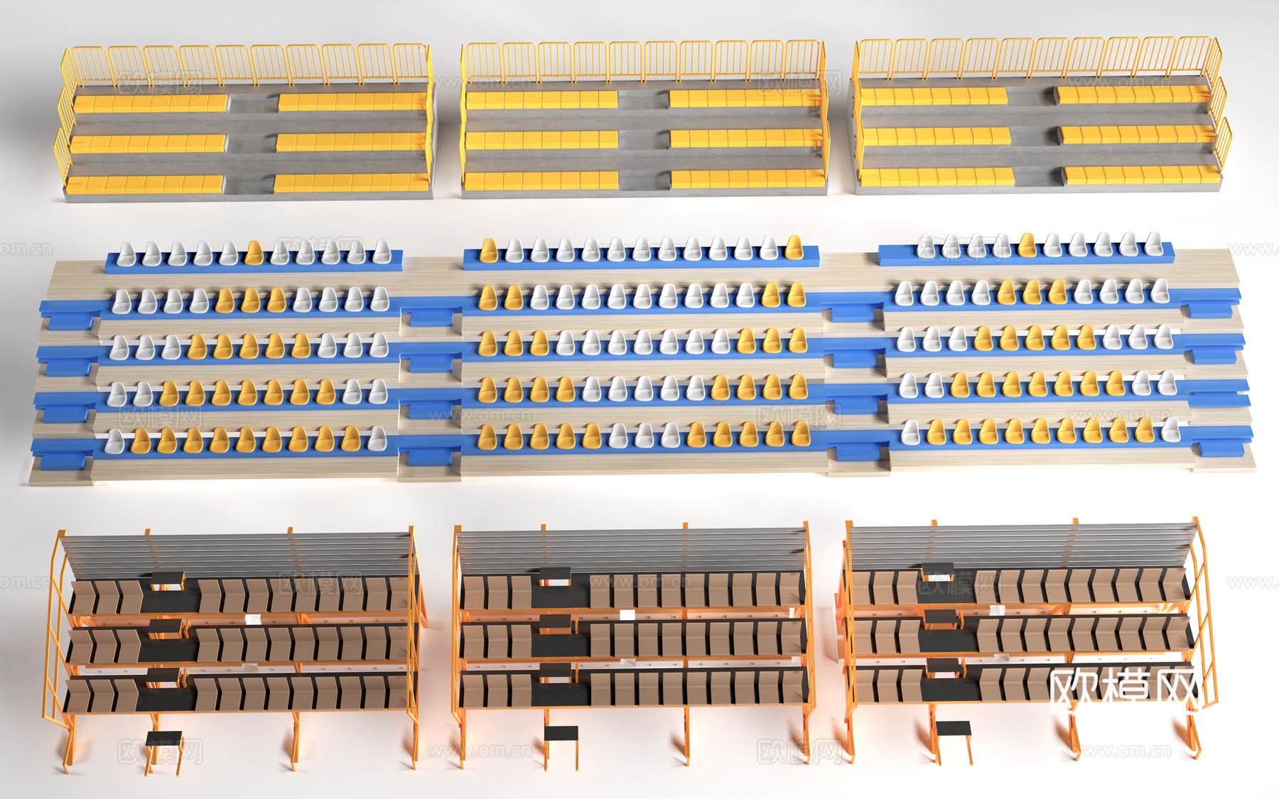 体育看台 观众席 台阶座椅su模型