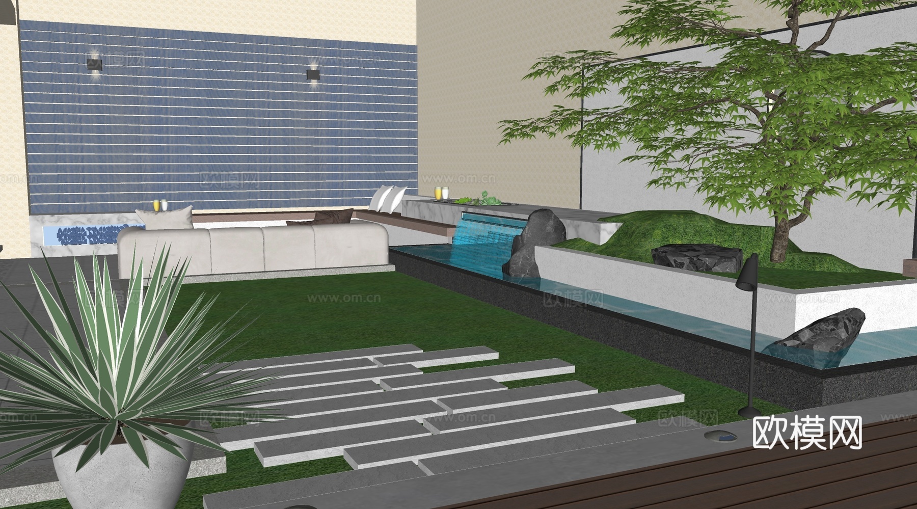 现代庭院景观 景观花园 室内景观su模型