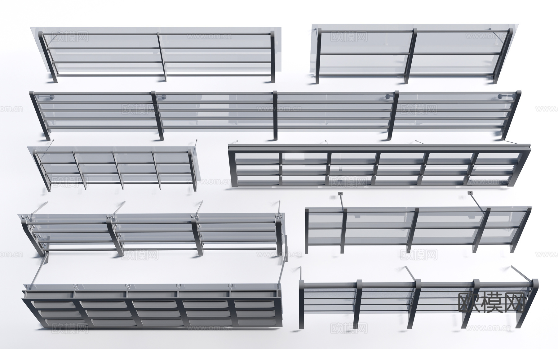 现代玻璃雨棚 钢构雨棚 玻璃雨打 阳光棚su模型