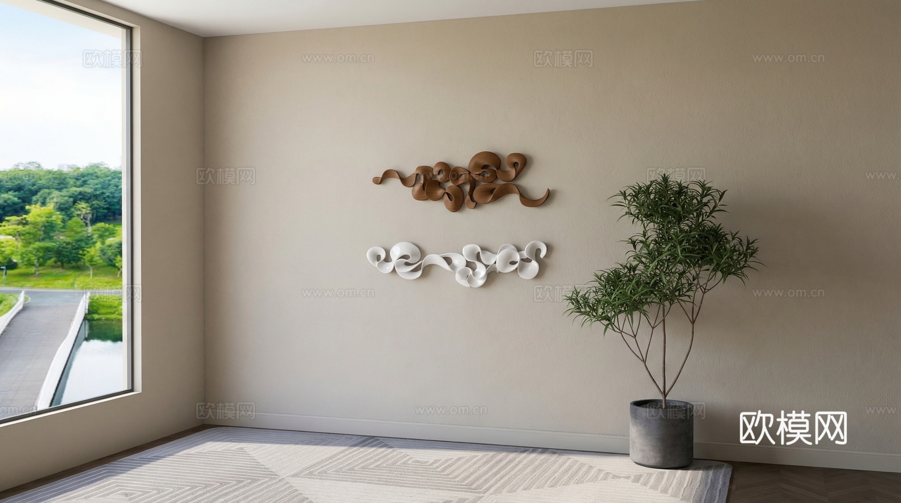 新中式墙饰挂件su模型