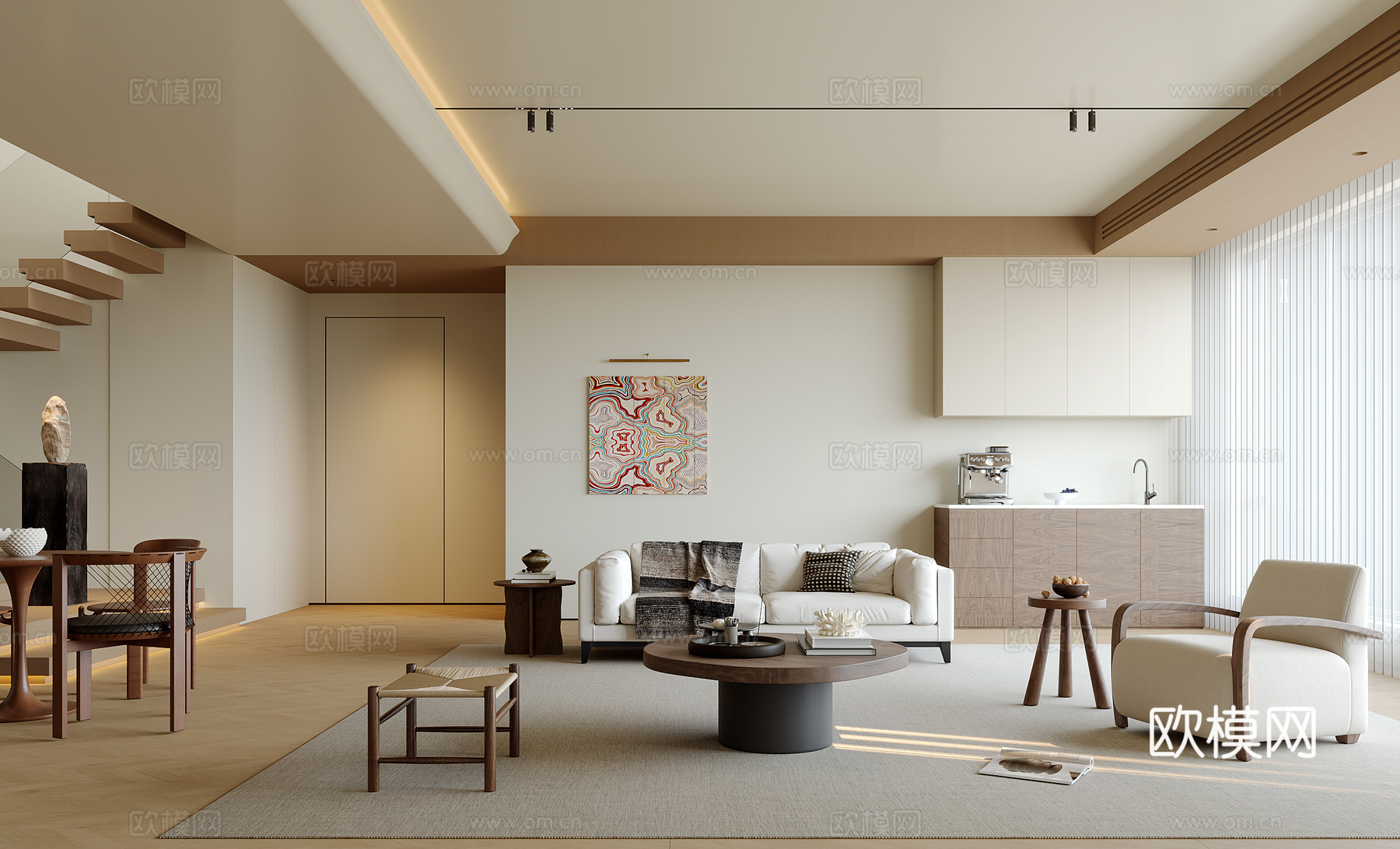 中古风客餐厅su模型