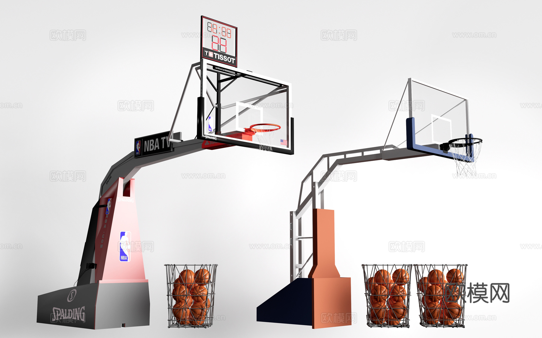 现代篮球架 篮球框su模型