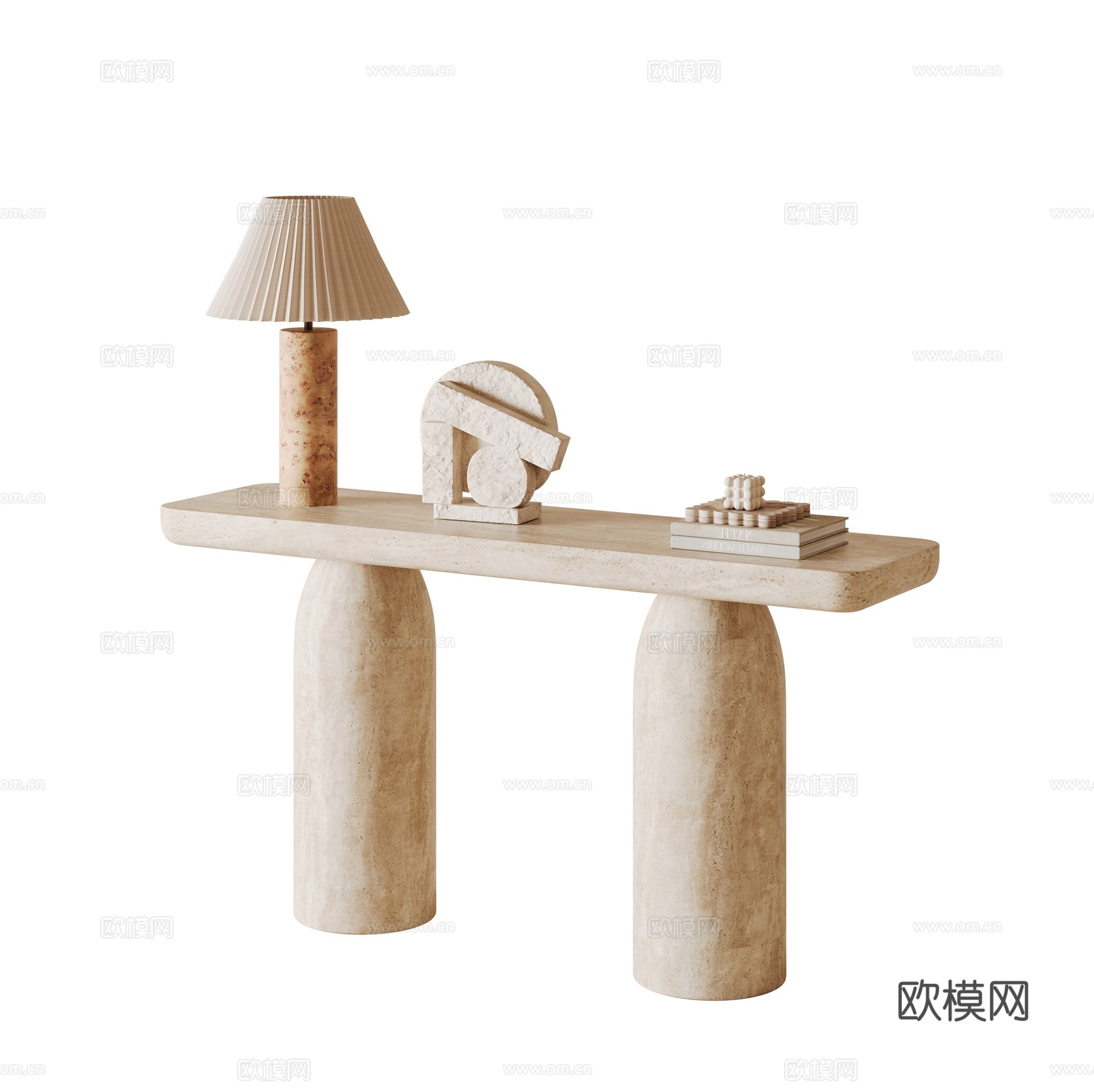 美式奶油风条案su模型