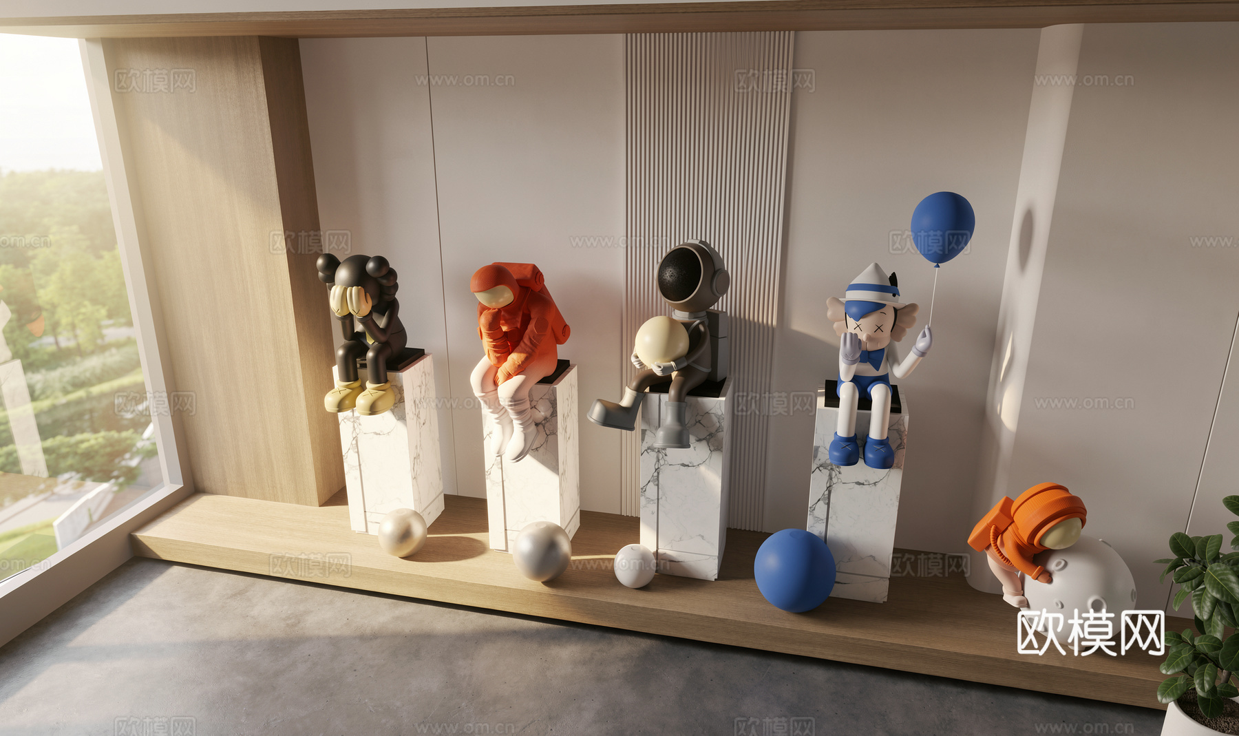 现代雕塑摆件_潮玩公仔su模型