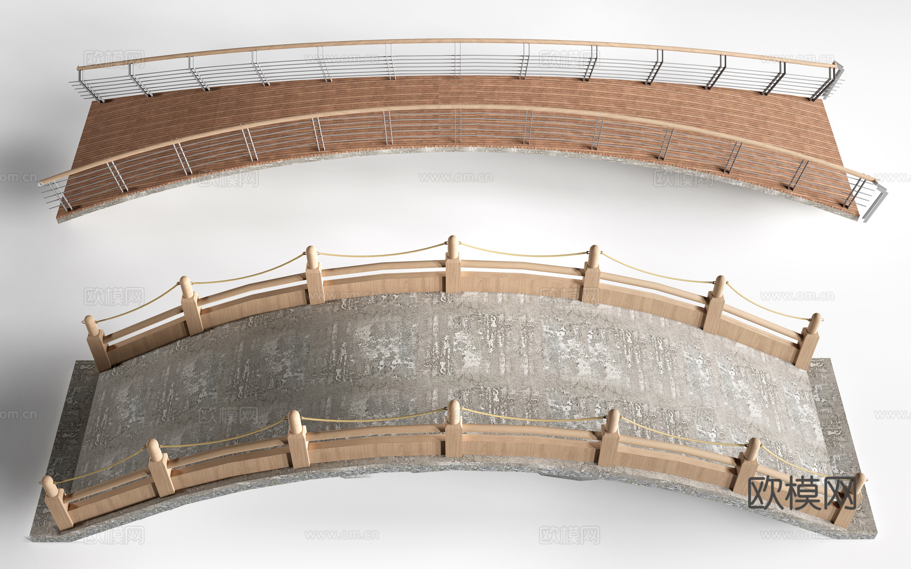 现代景观小桥 景观桥 木拱桥 公园桥su模型