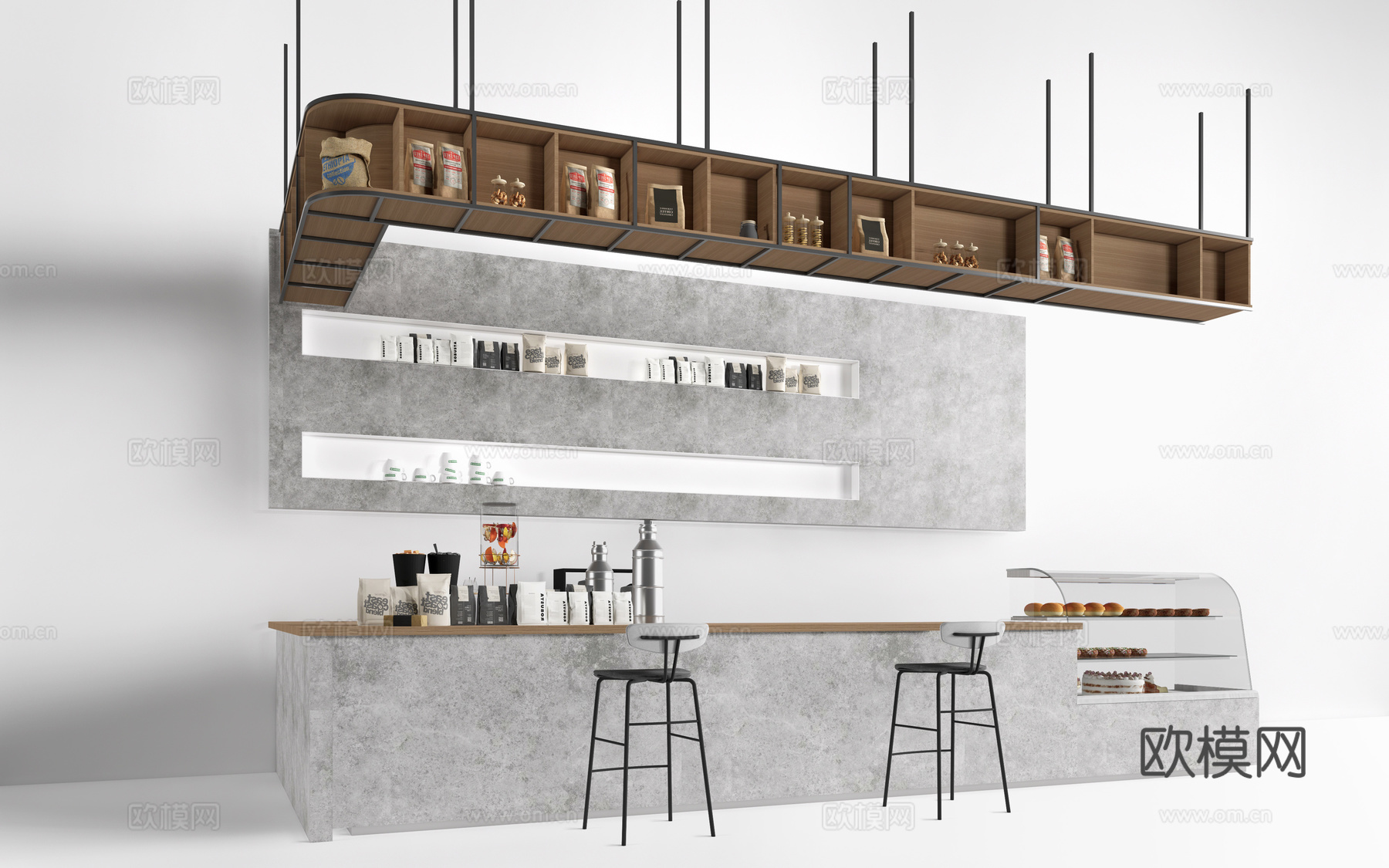 现代咖啡吧台 酒吧台 前台 收银台 操作台su模型