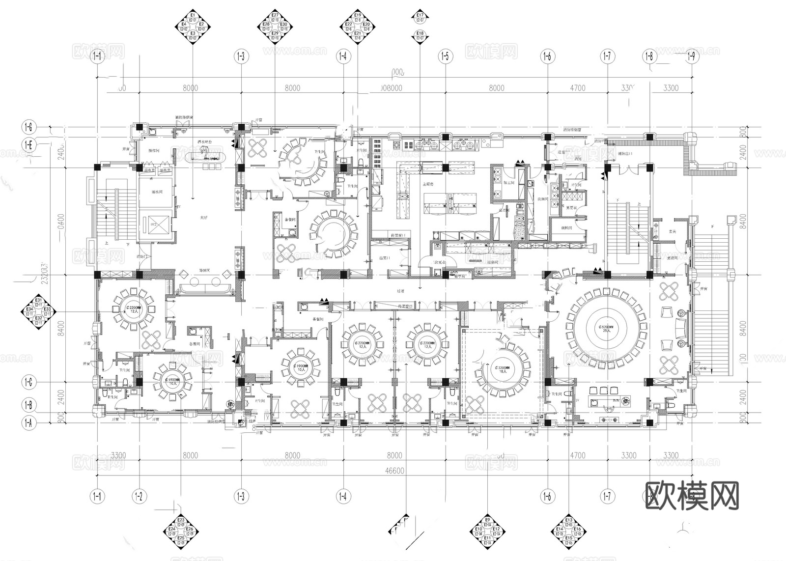 特色饭店餐厅CADcad施工图下载（渲染图1）