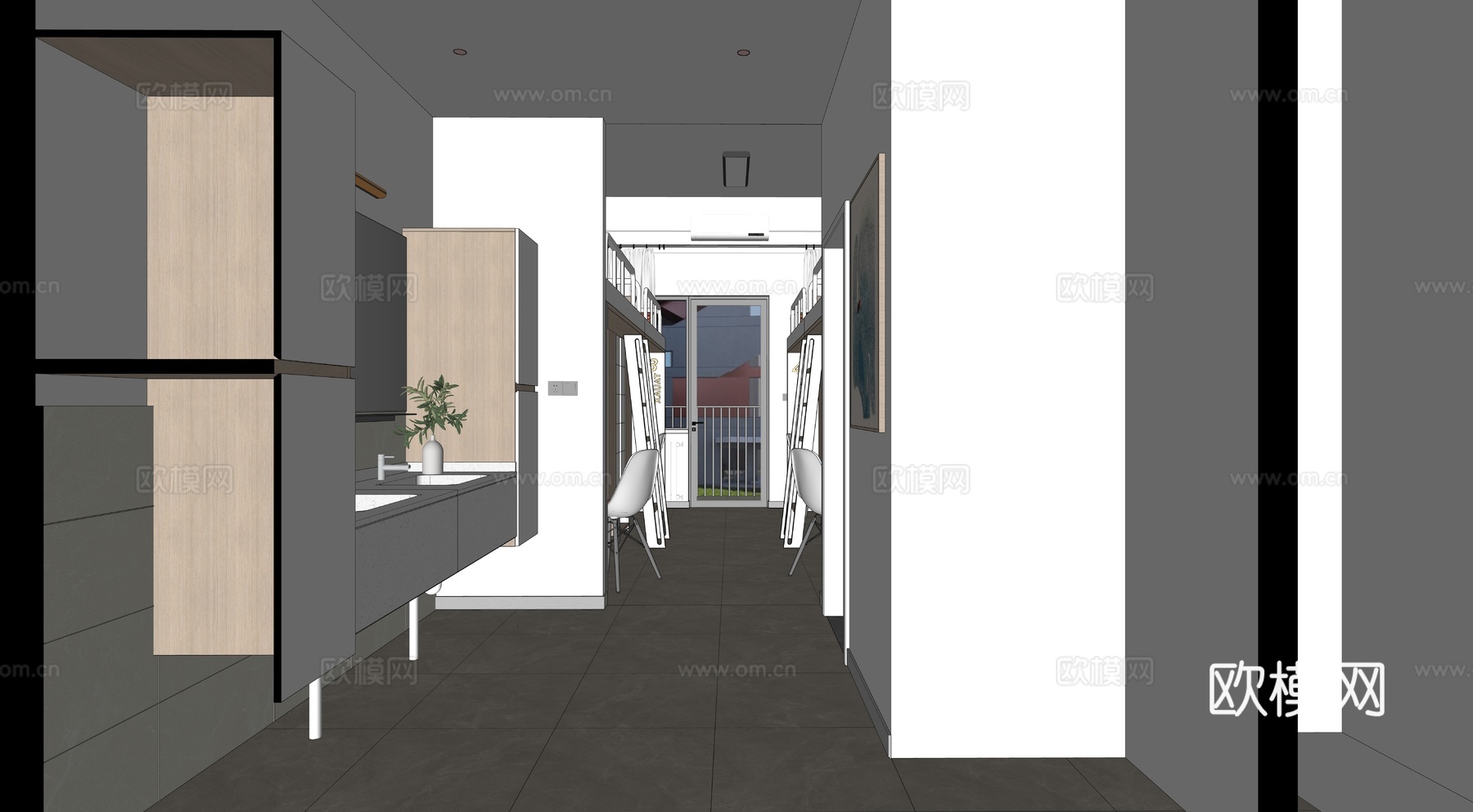 宿舍，宿舍楼，现代风格su模型