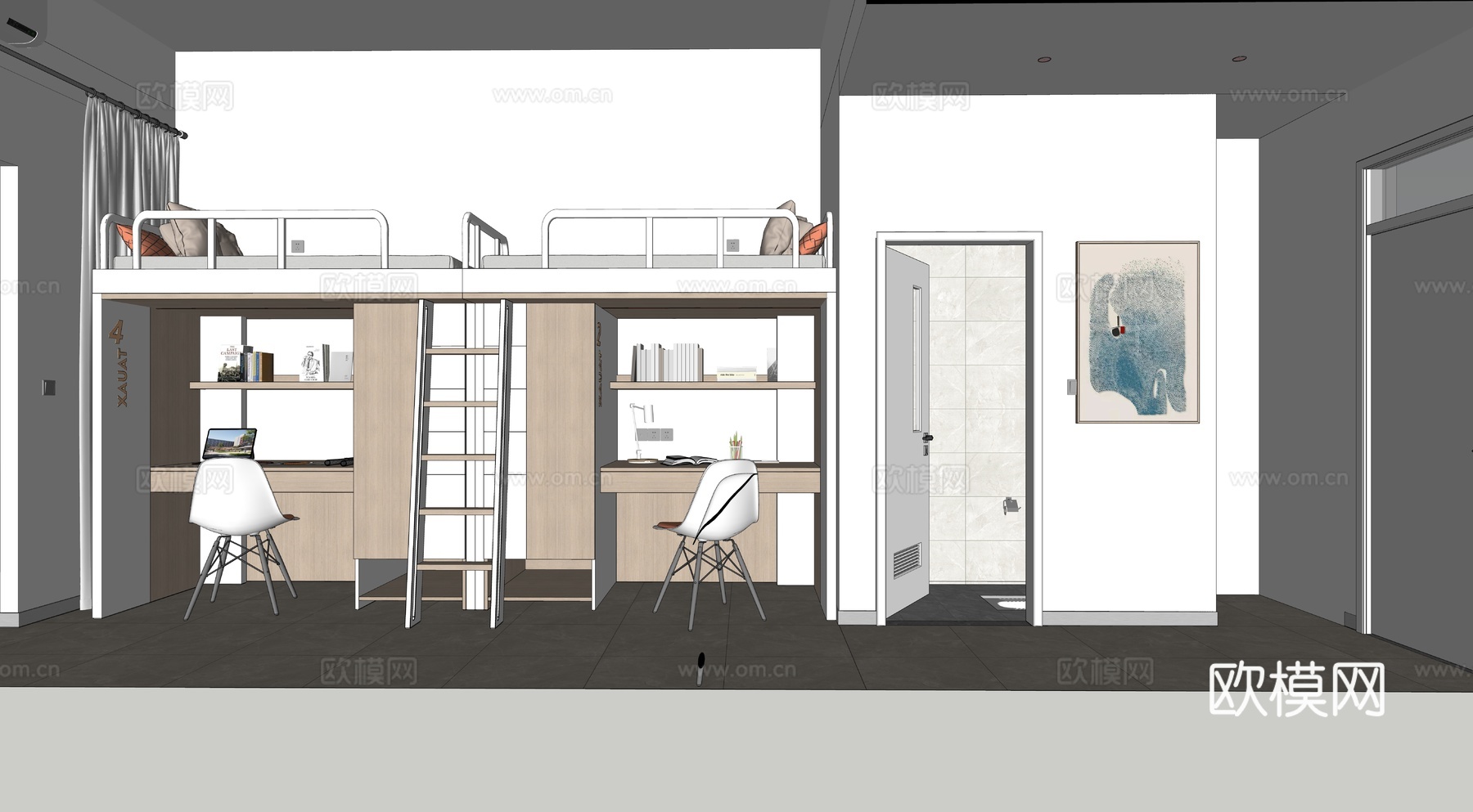 宿舍，宿舍楼，现代风格su模型