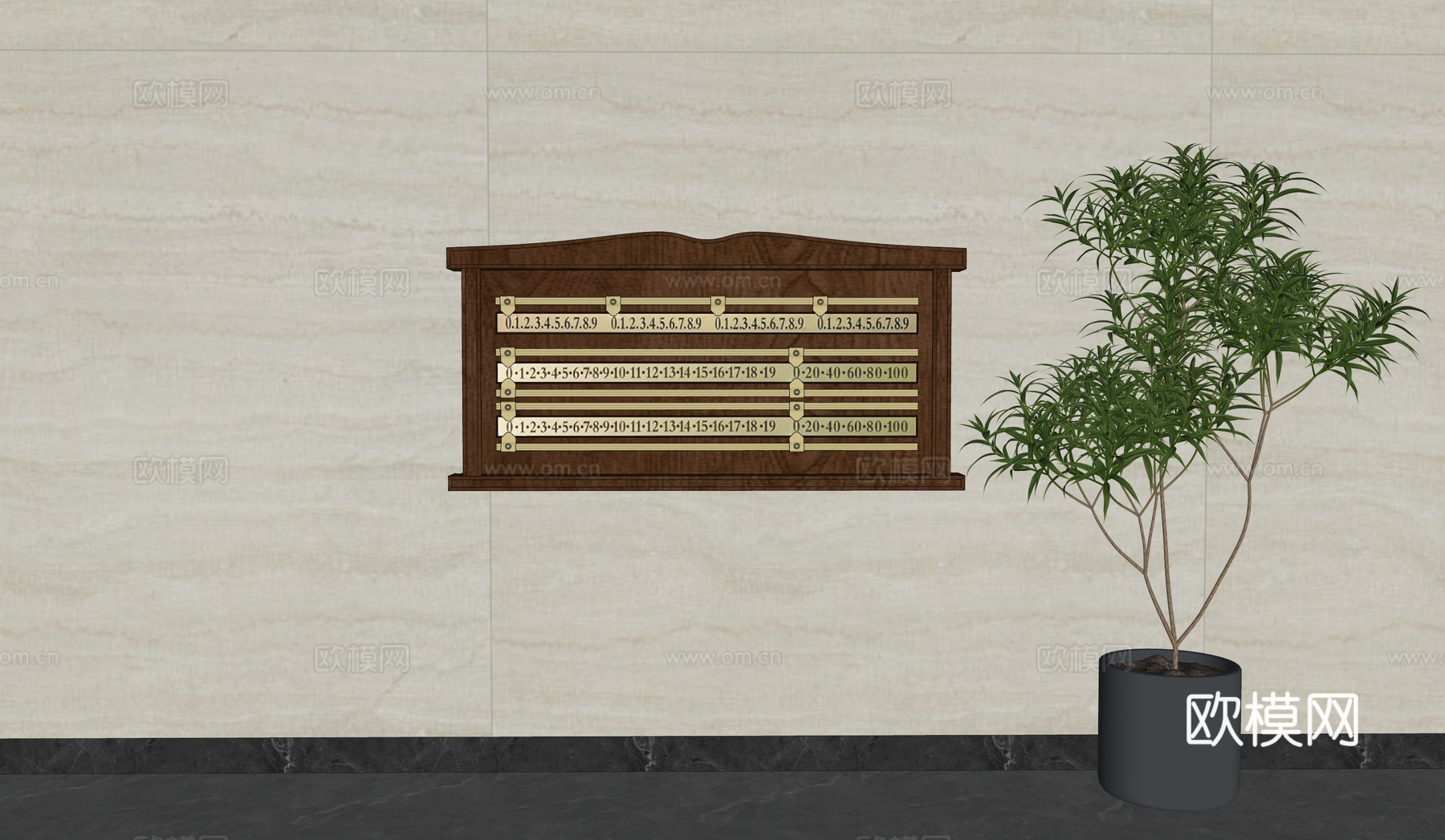 现代桌球计分板斯诺克记分牌su模型下载（渲染图2）