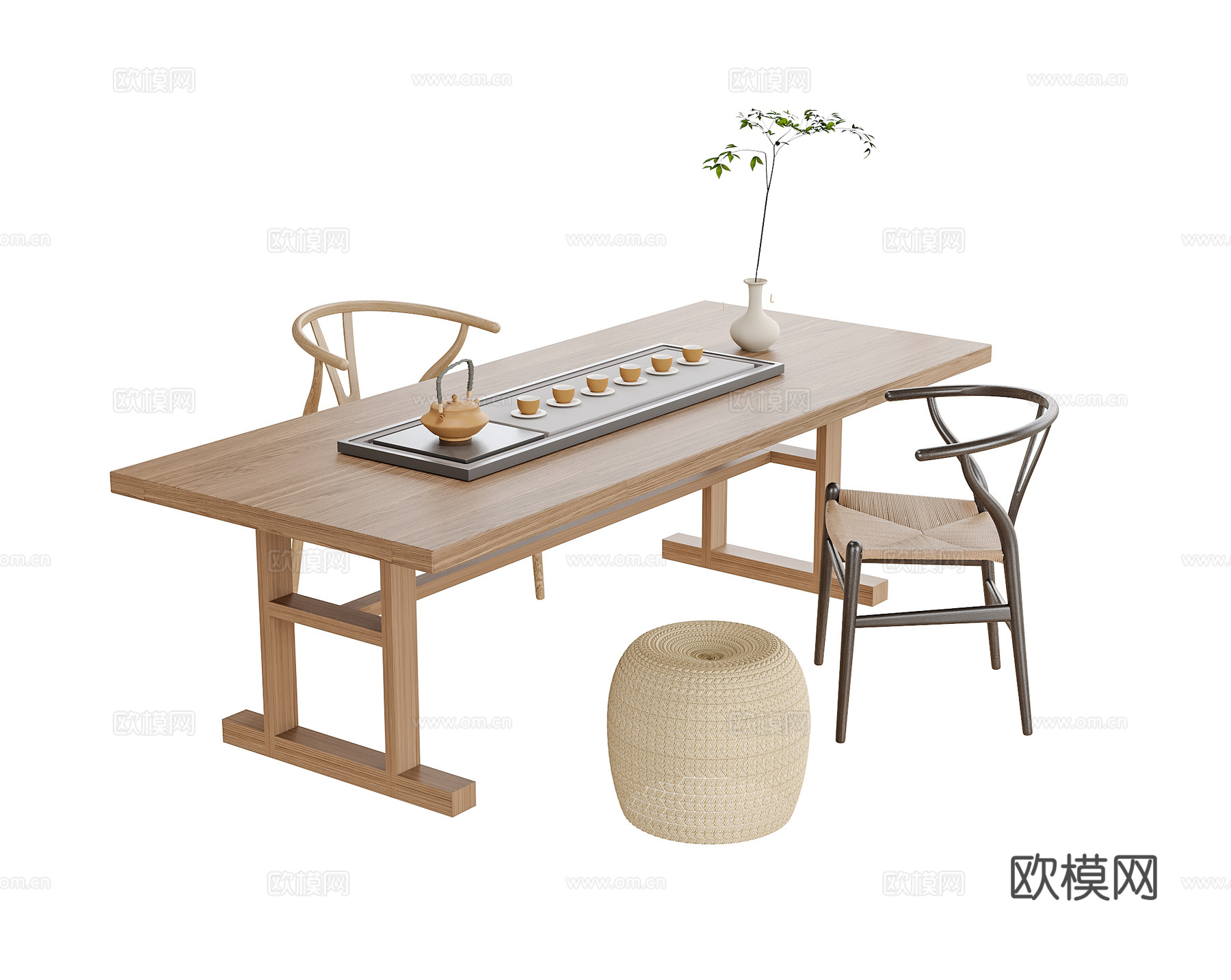 现代茶桌椅su模型