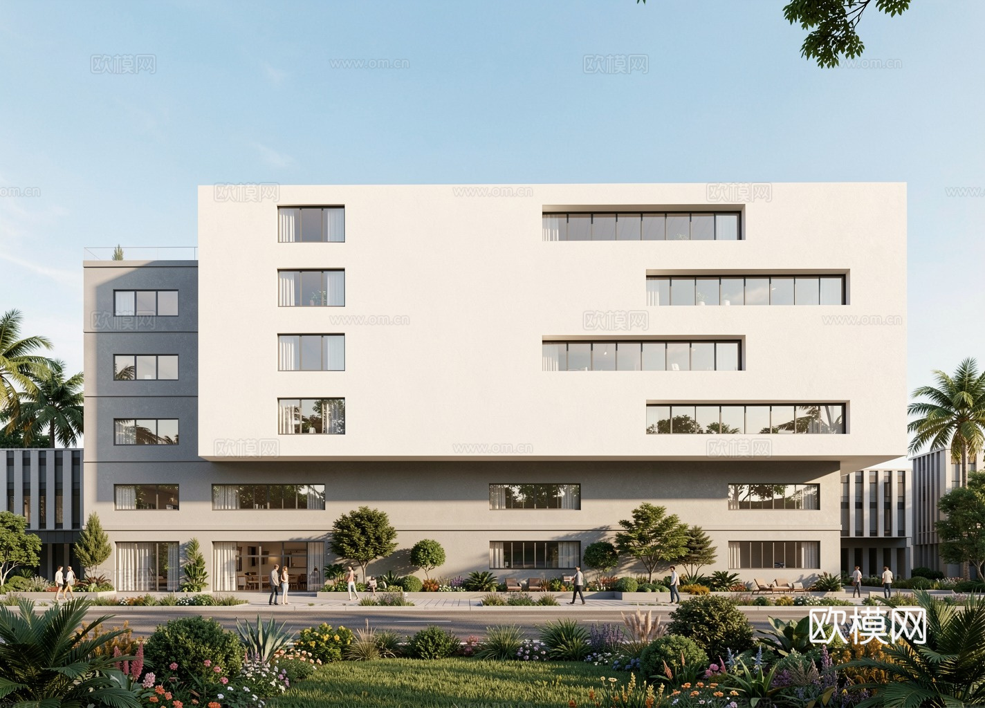 现代工业厂房 现代产业园 多层办公 厂房 产 产业园 办公楼su模型下载（渲染图1）