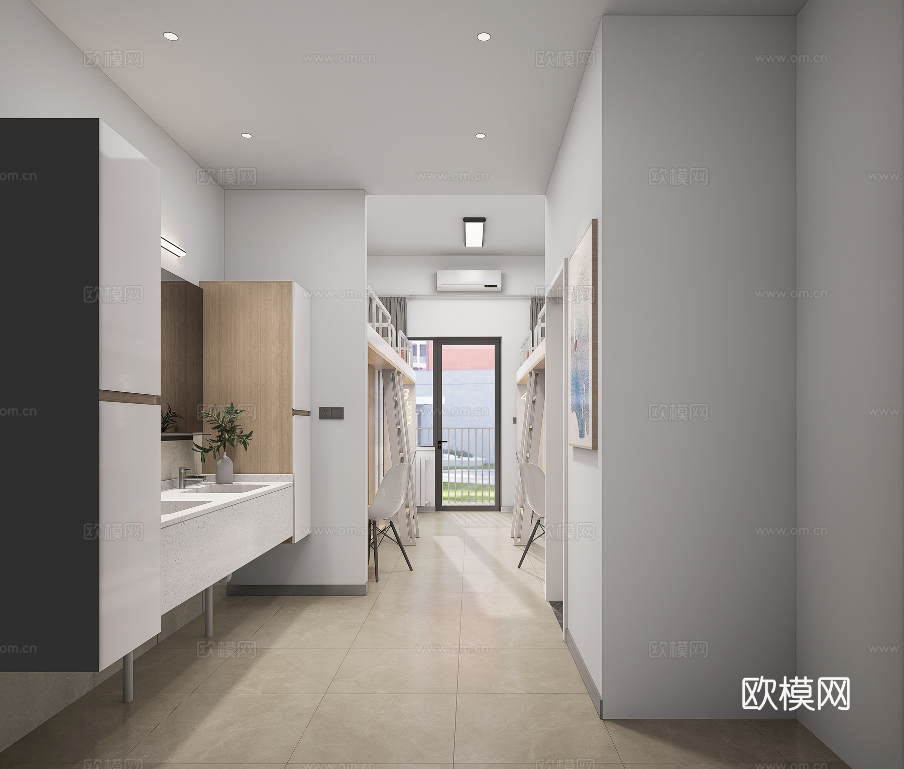 宿舍，宿舍楼，现代风格su模型