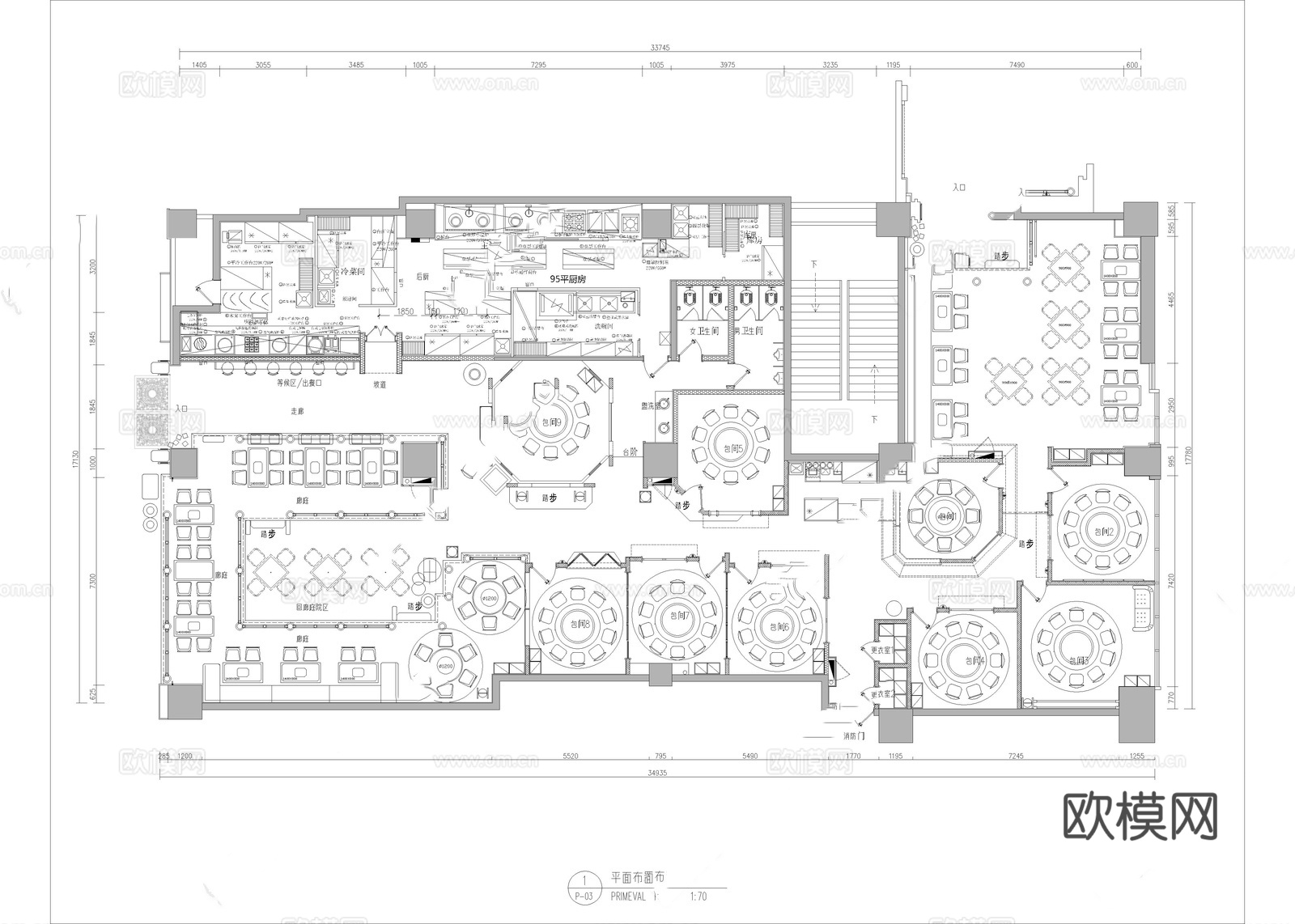 特色饭店餐厅CADcad施工图下载（渲染图1）