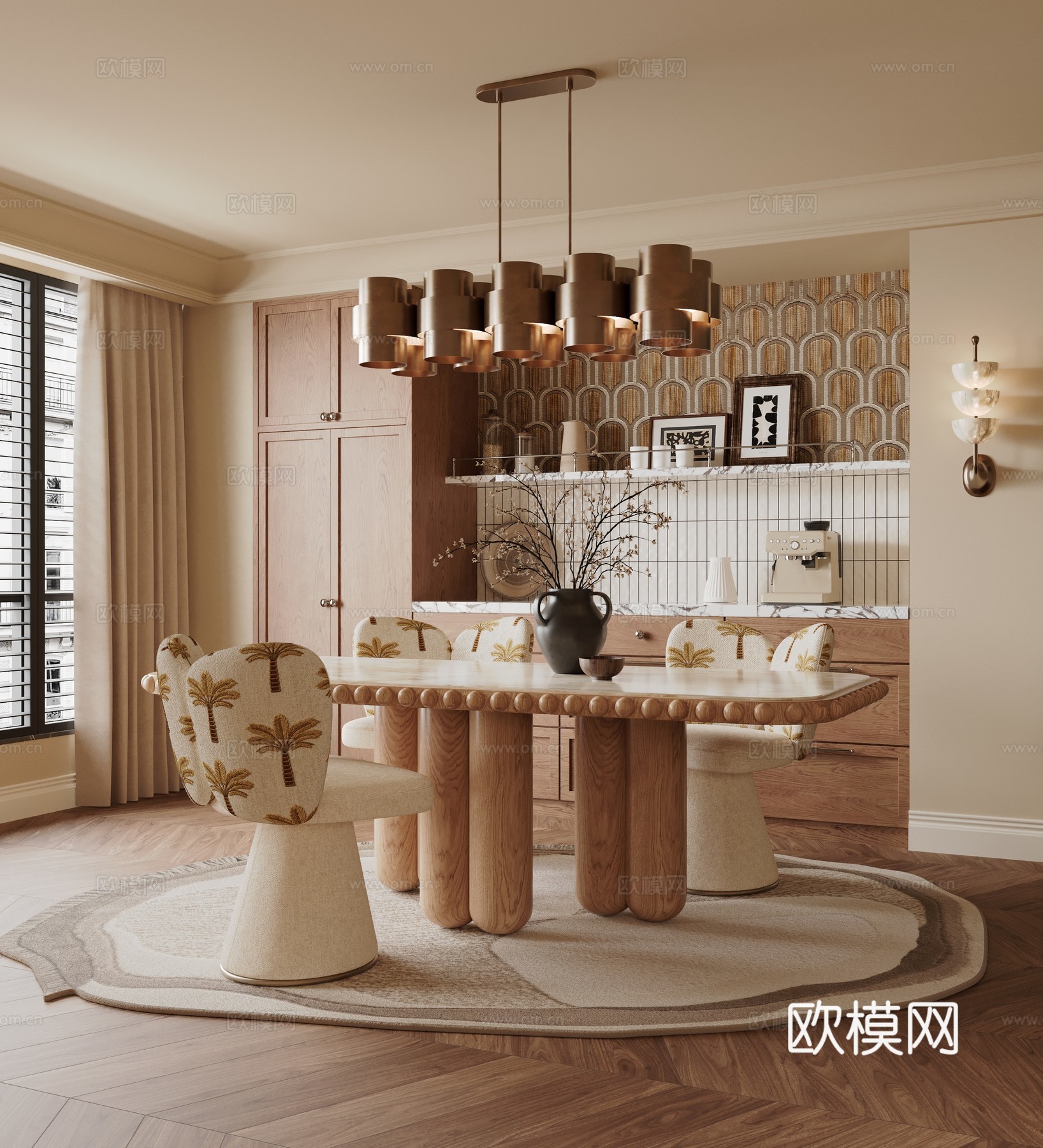 法式中古风餐厅su模型