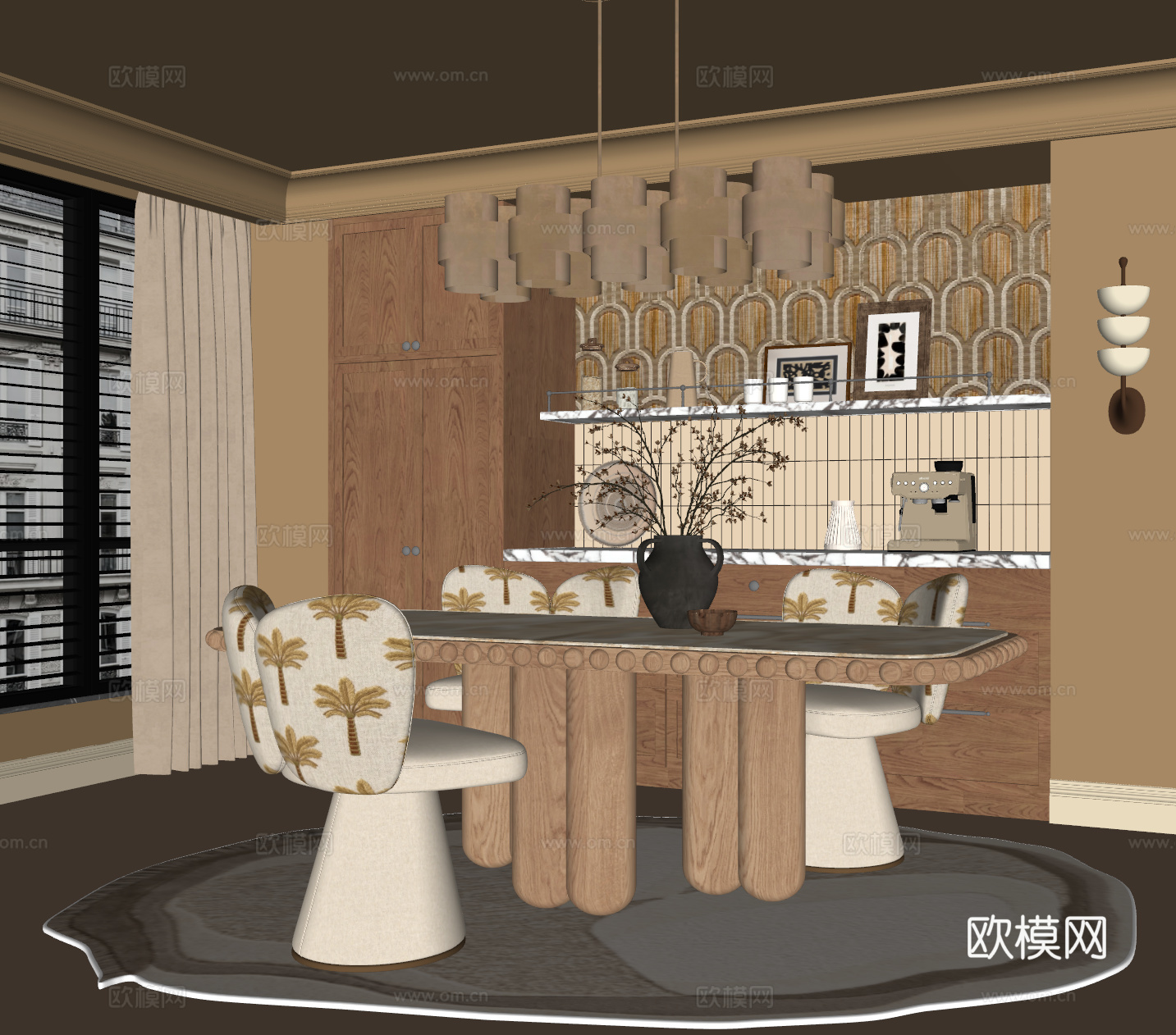 法式中古风餐厅su模型