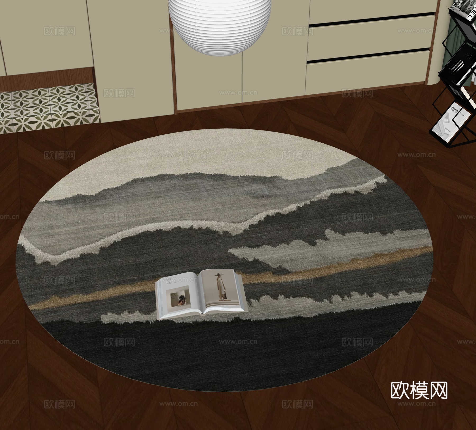 现代圆形地毯su模型