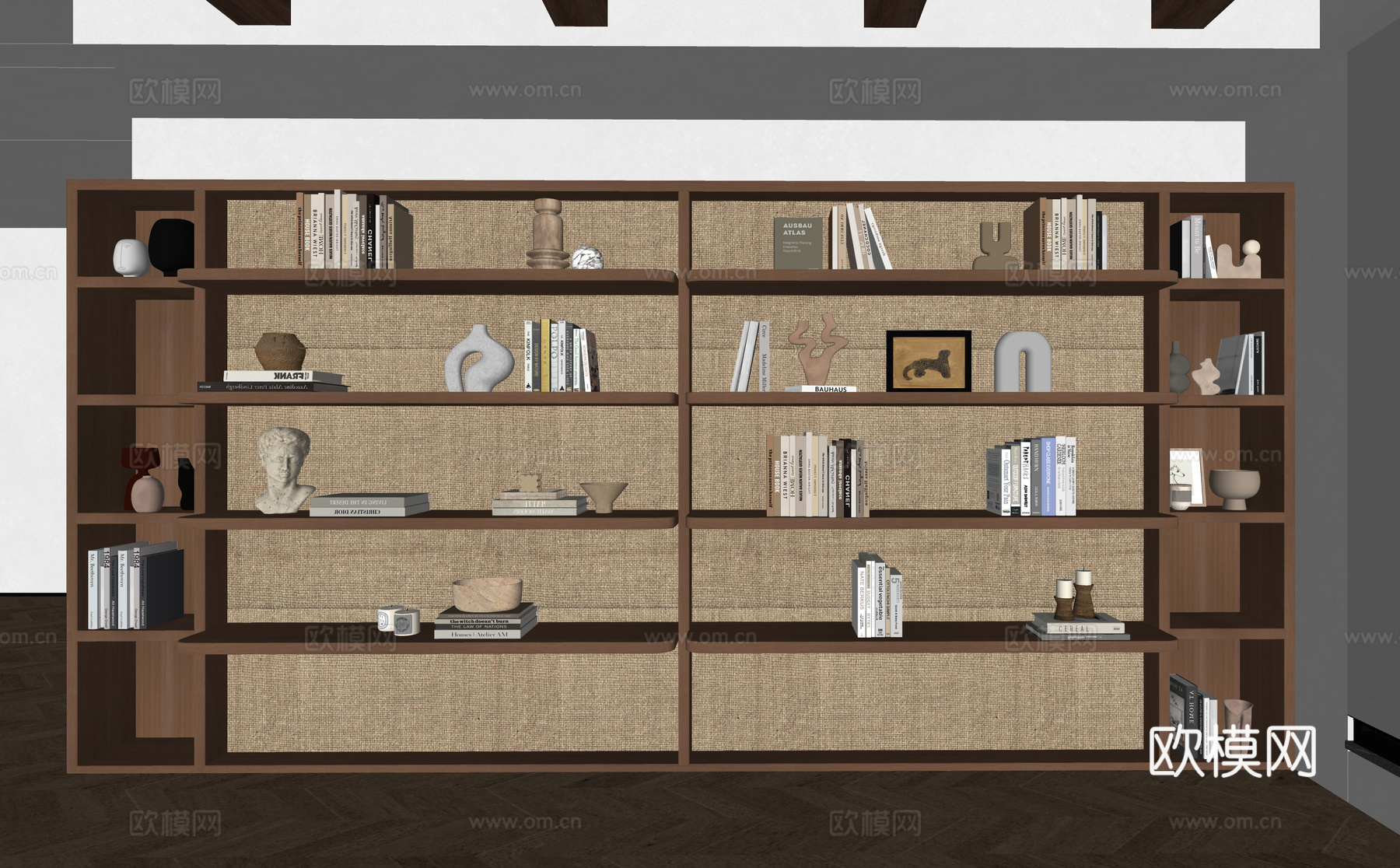 现代书柜书架su模型