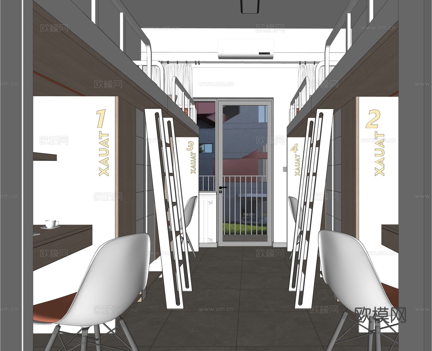 宿舍，宿舍楼，现代风格su模型