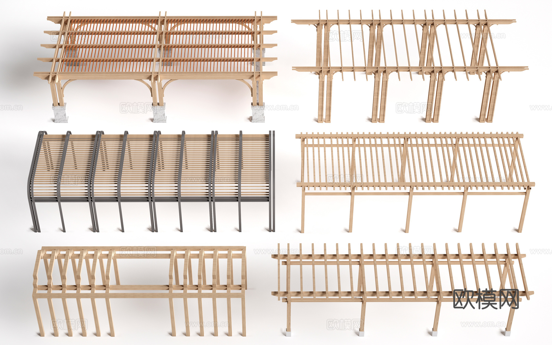 现代景观花架 葡萄架 廊架 绿植爬架su模型