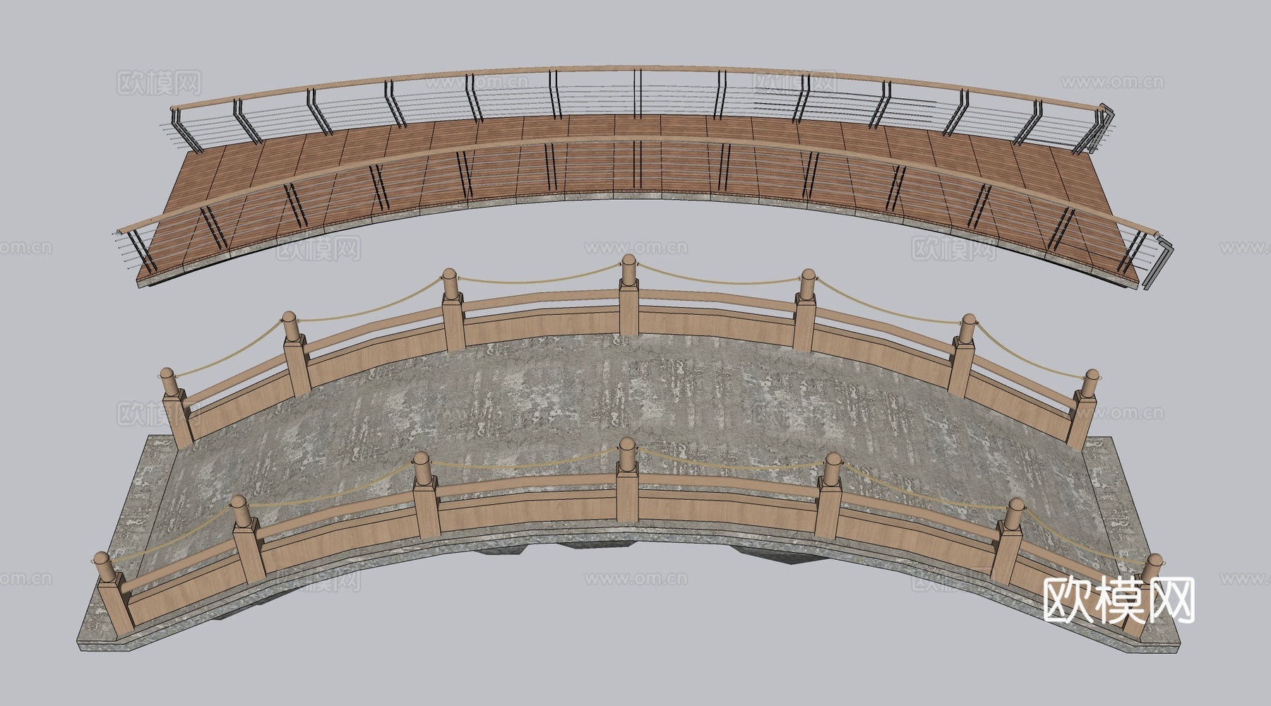现代景观小桥 景观桥 木拱桥 公园桥su模型