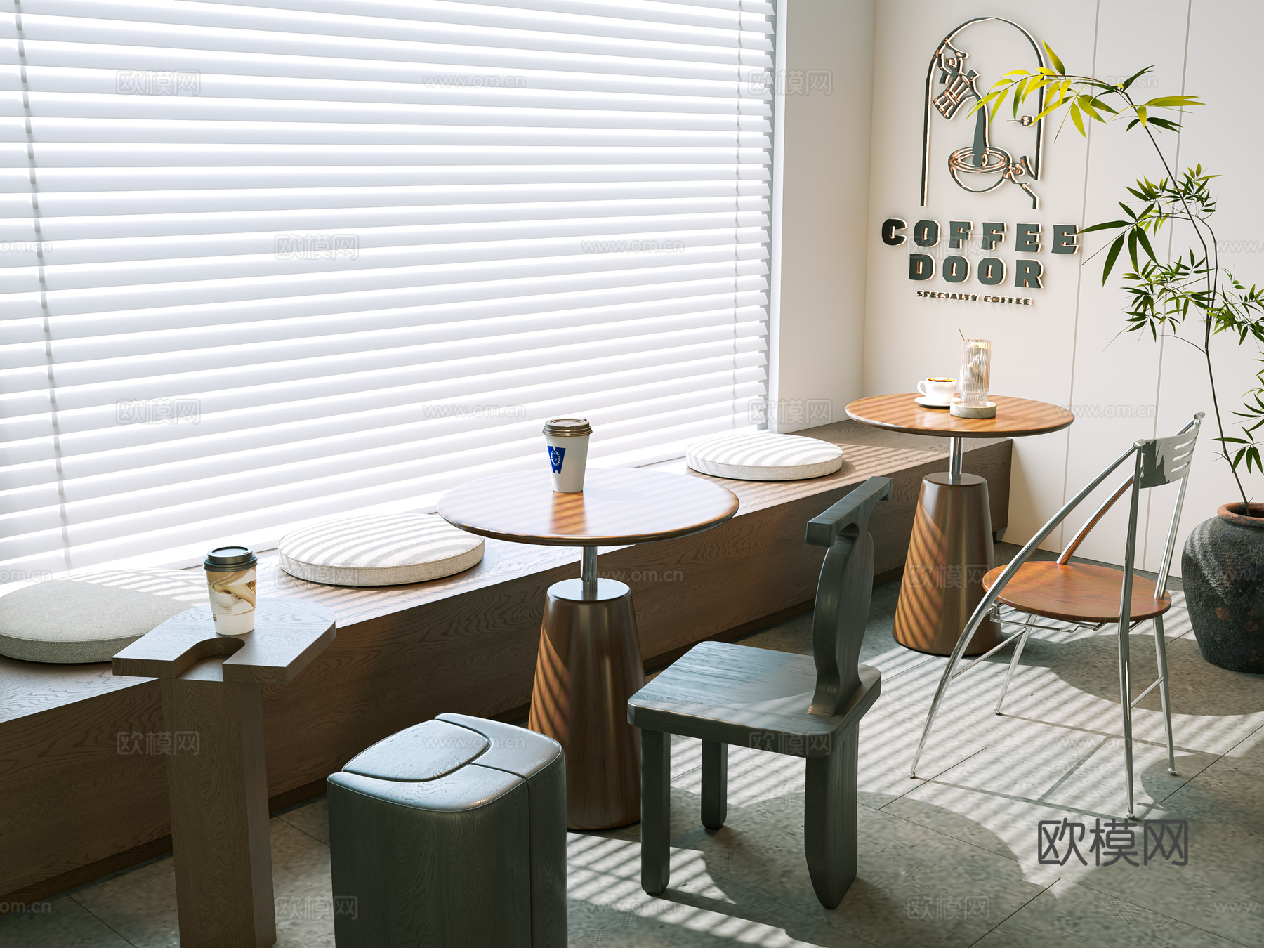 飘窗卡座沙发 咖啡卡座 餐厅卡座沙发 中古卡座沙发 咖啡厅卡su模型