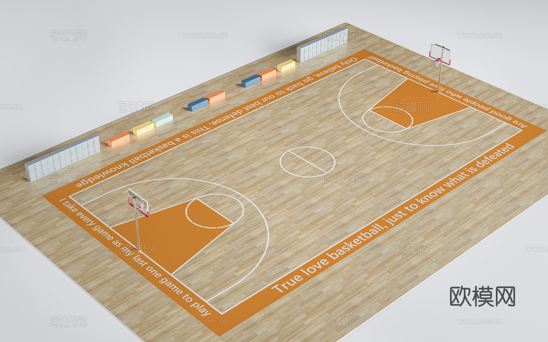 现代篮球场 运动场 室内球场su模型