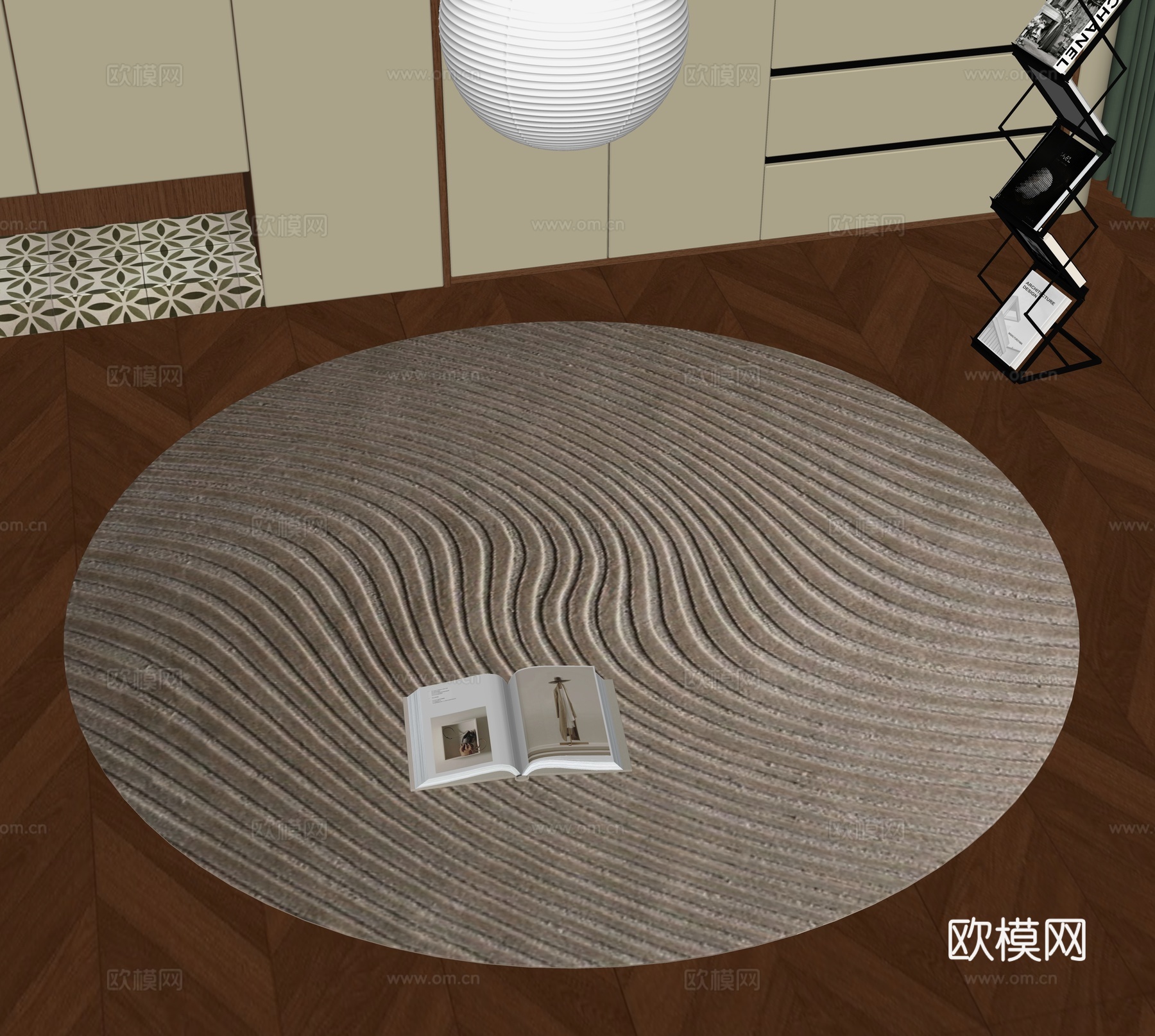 现代圆形地毯su模型