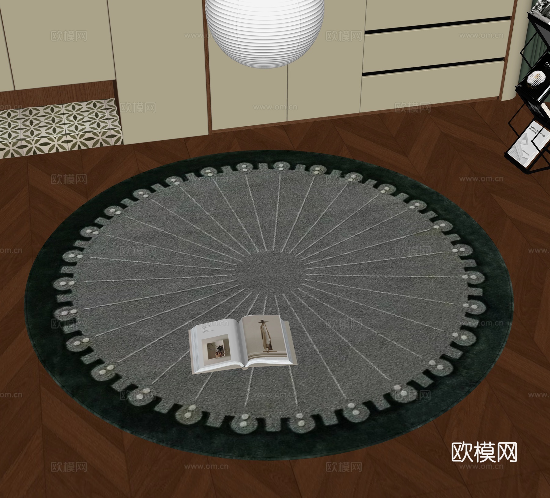 现代圆形地毯su模型