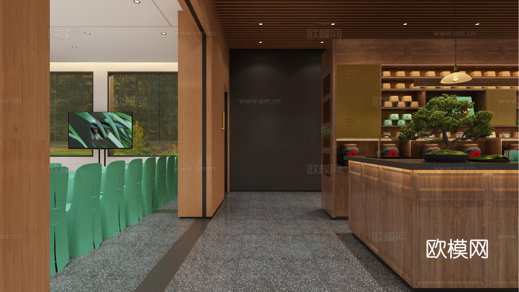 文创咖啡店cad+效果图+模型cad施工图下载（渲染图2）