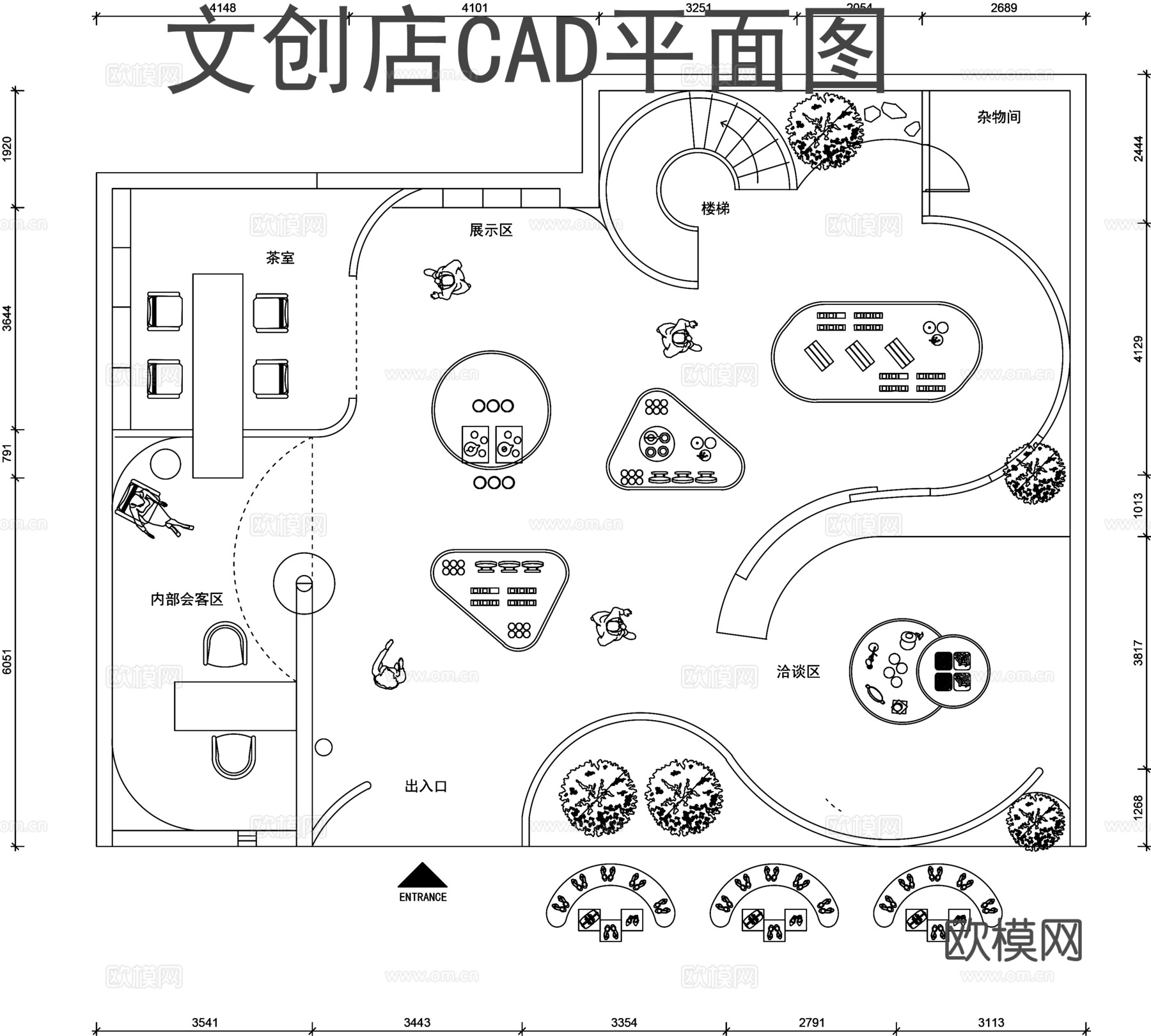 文创店平面布置图CADcad施工图