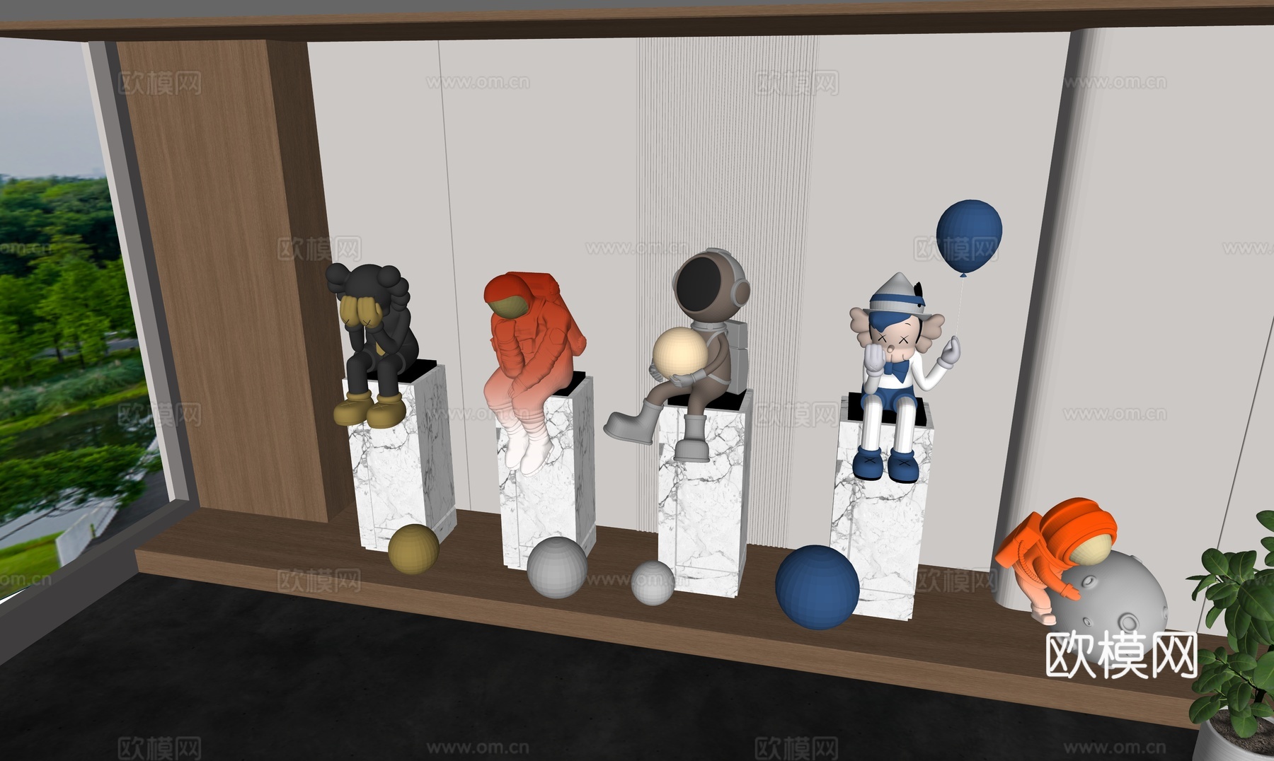 现代雕塑摆件_潮玩公仔su模型