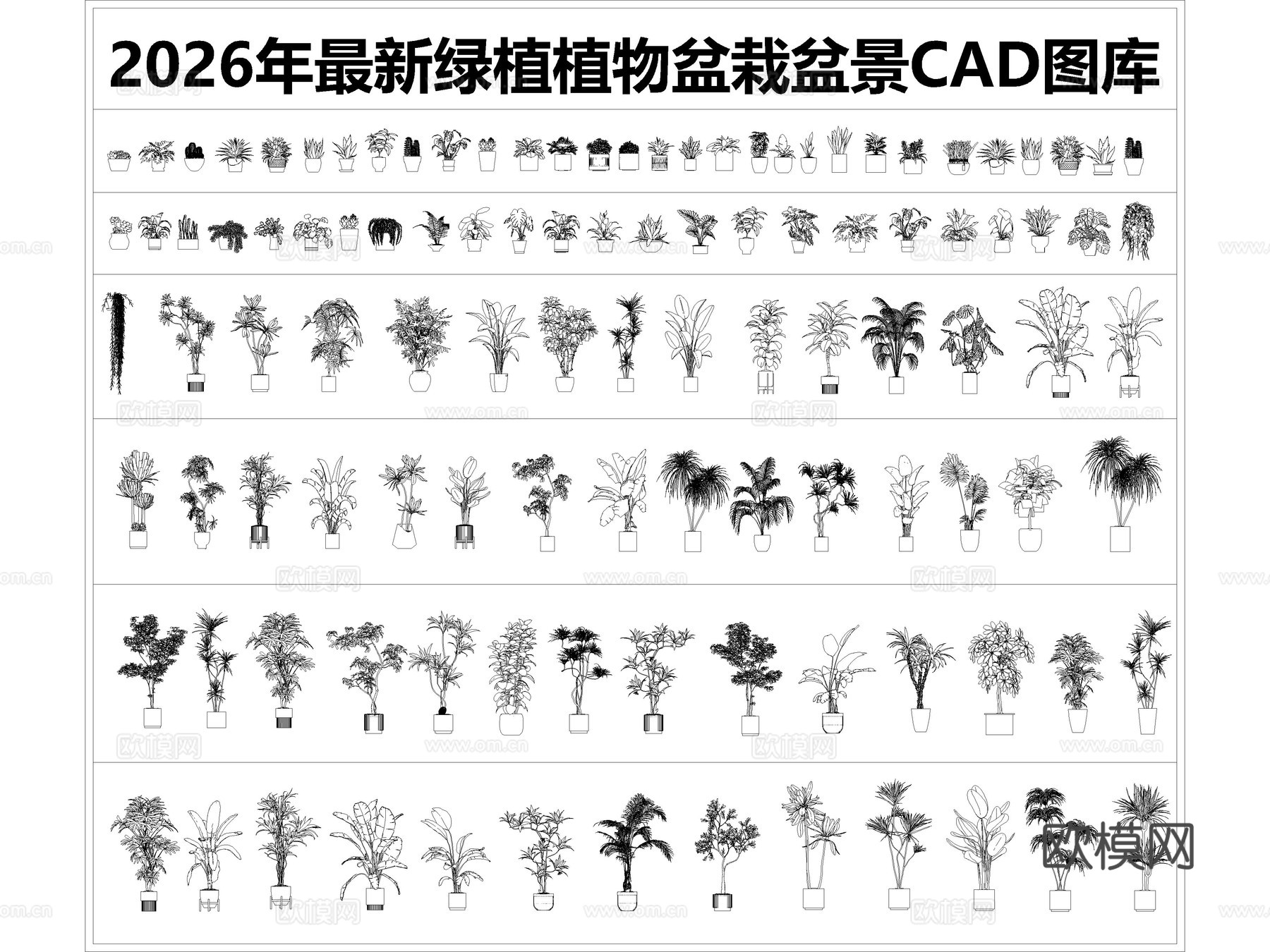 绿植 植物盆栽 盆景 室内盆栽 花卉cad施工图下载（渲染图1）