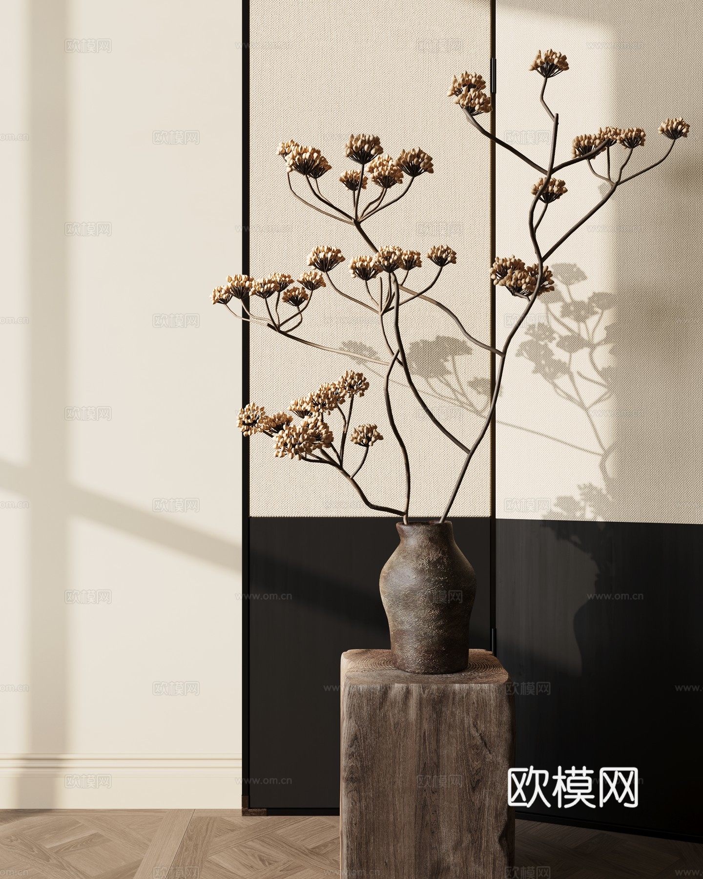 中古风花艺摆件su模型