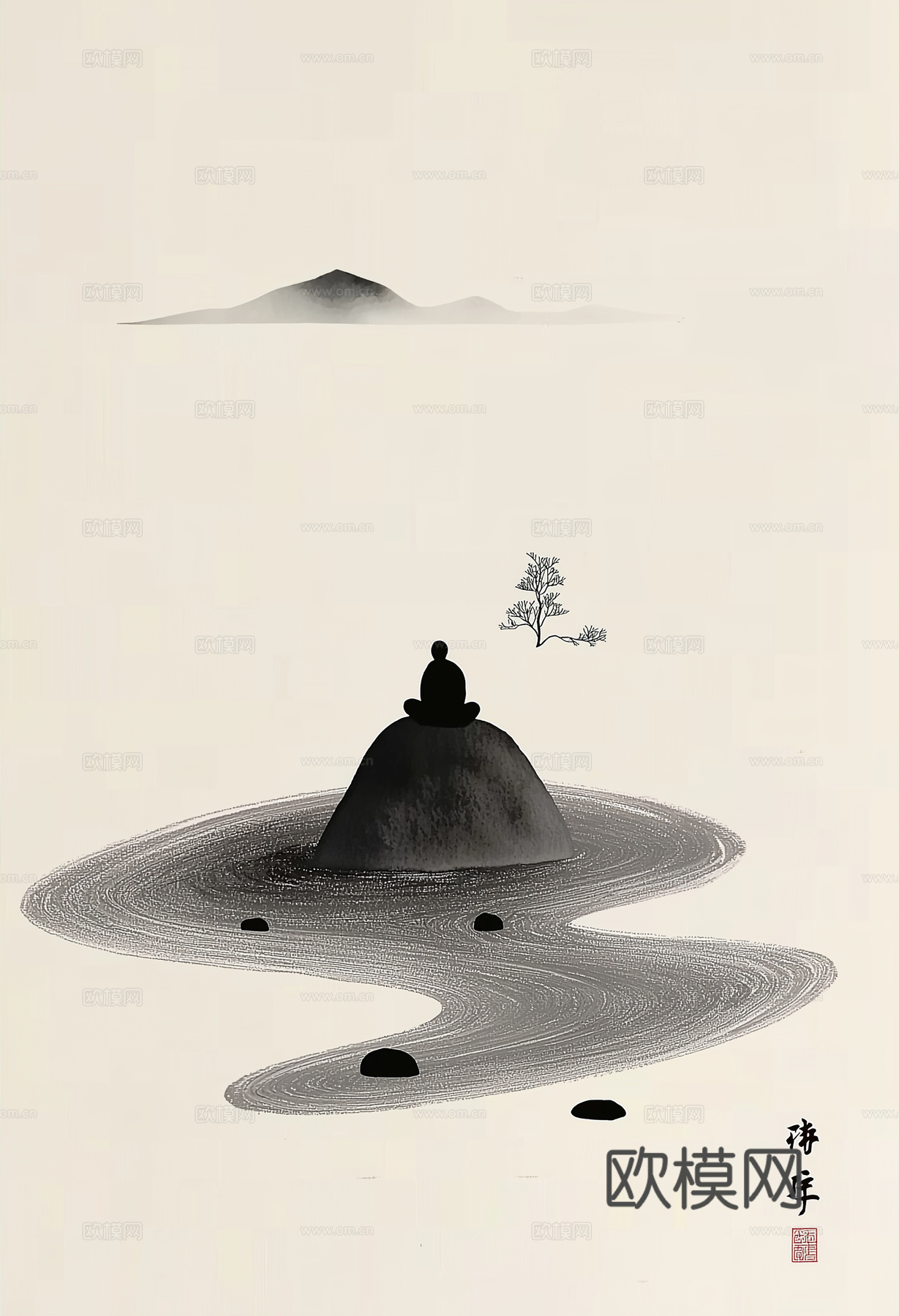 高清中式禅意水墨画