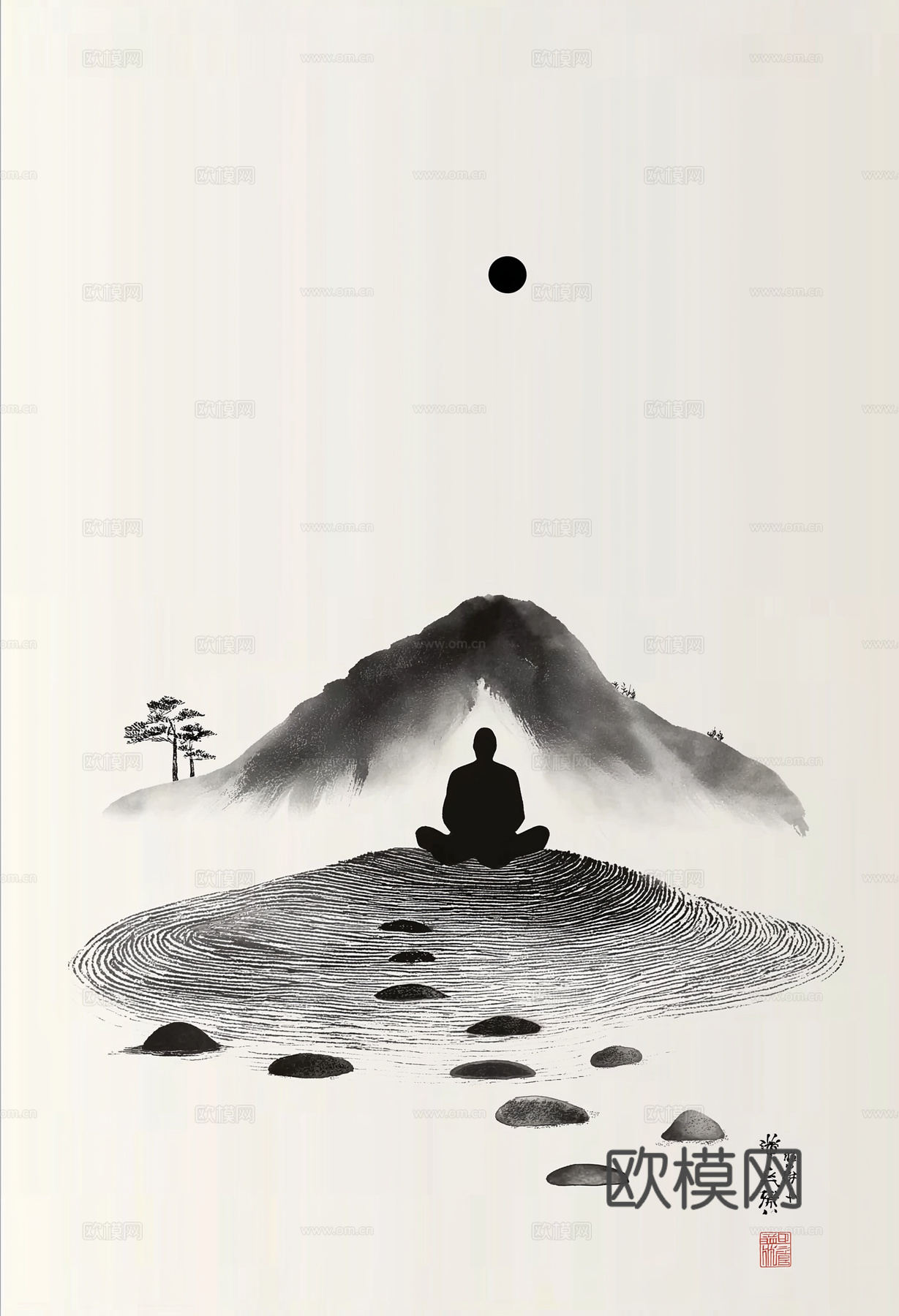 高清中式禅意水墨画